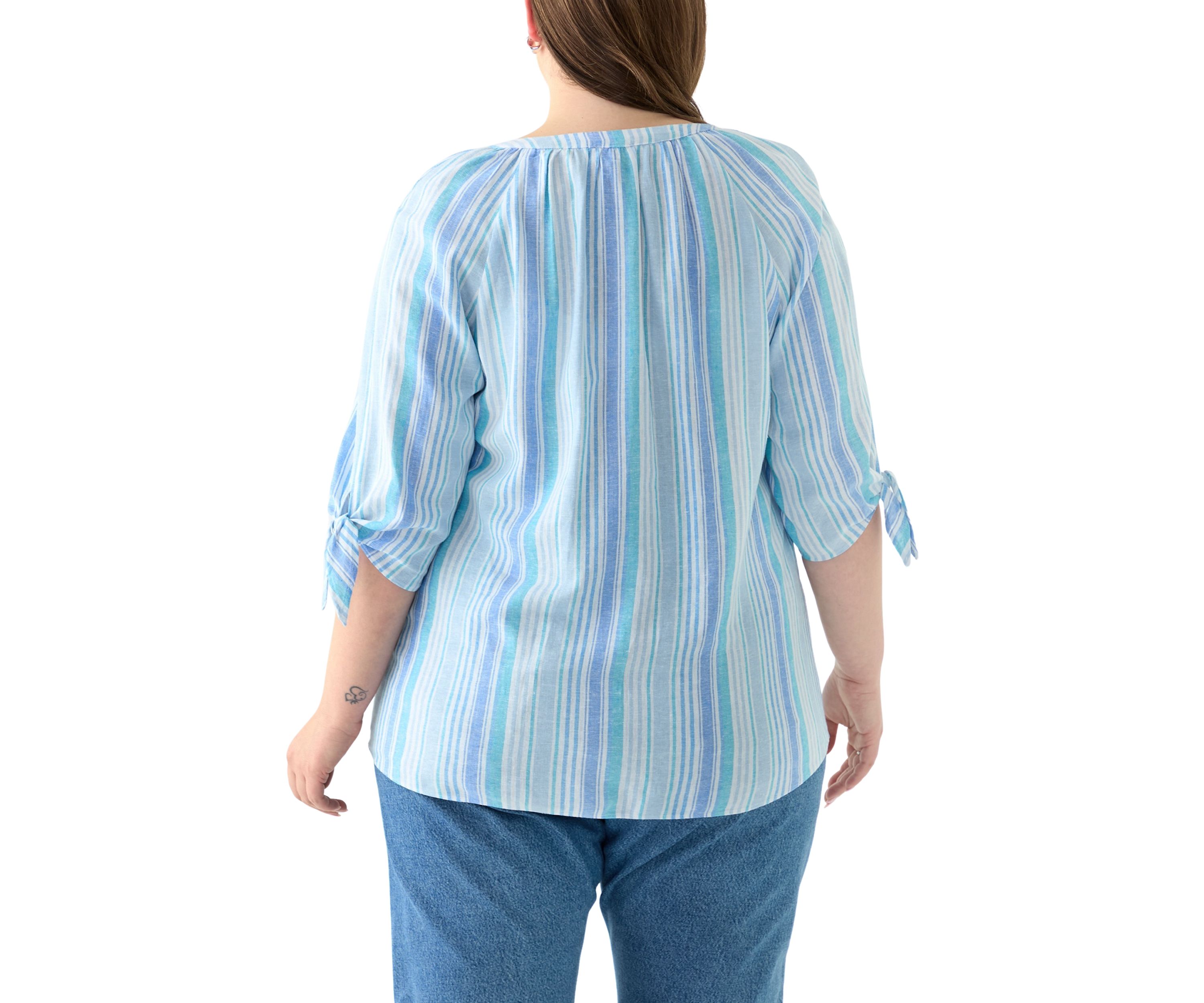 Plus Size Elbow Sleeve Raglan Blouse