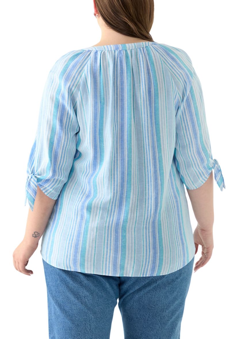 Plus Size Elbow Sleeve Raglan Blouse