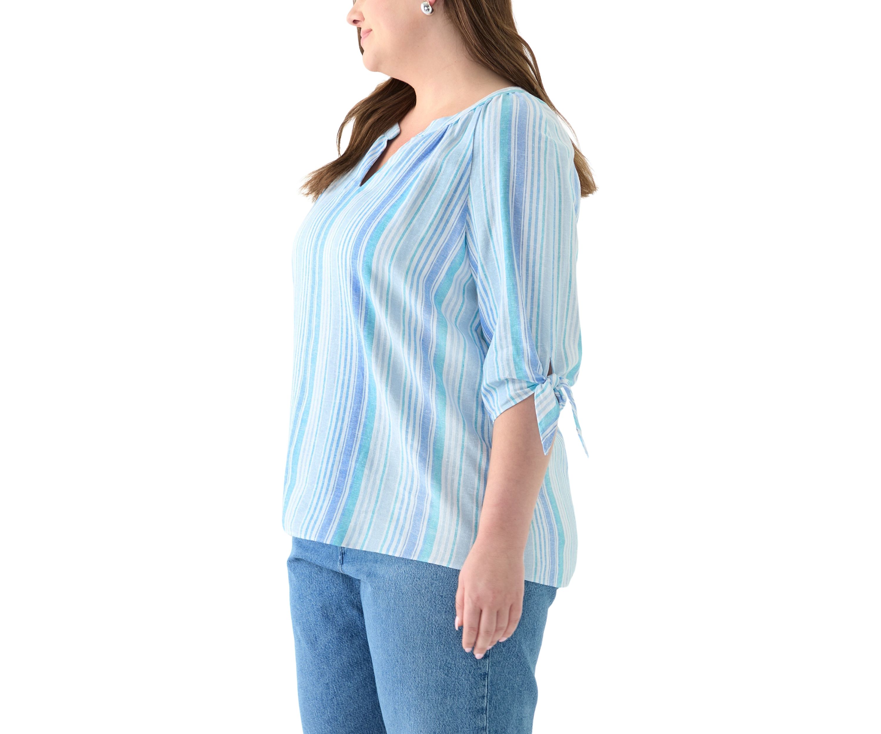 Plus Size Elbow Sleeve Raglan Blouse