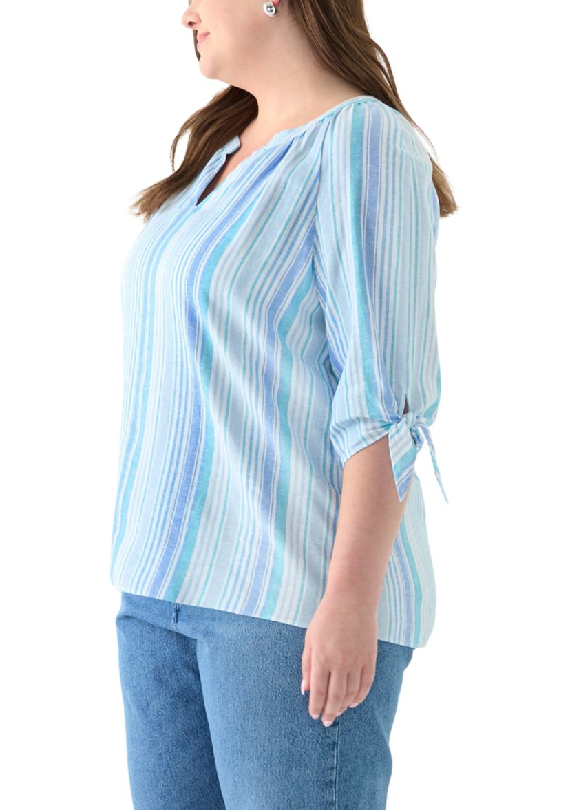 Plus Size Elbow Sleeve Raglan Blouse