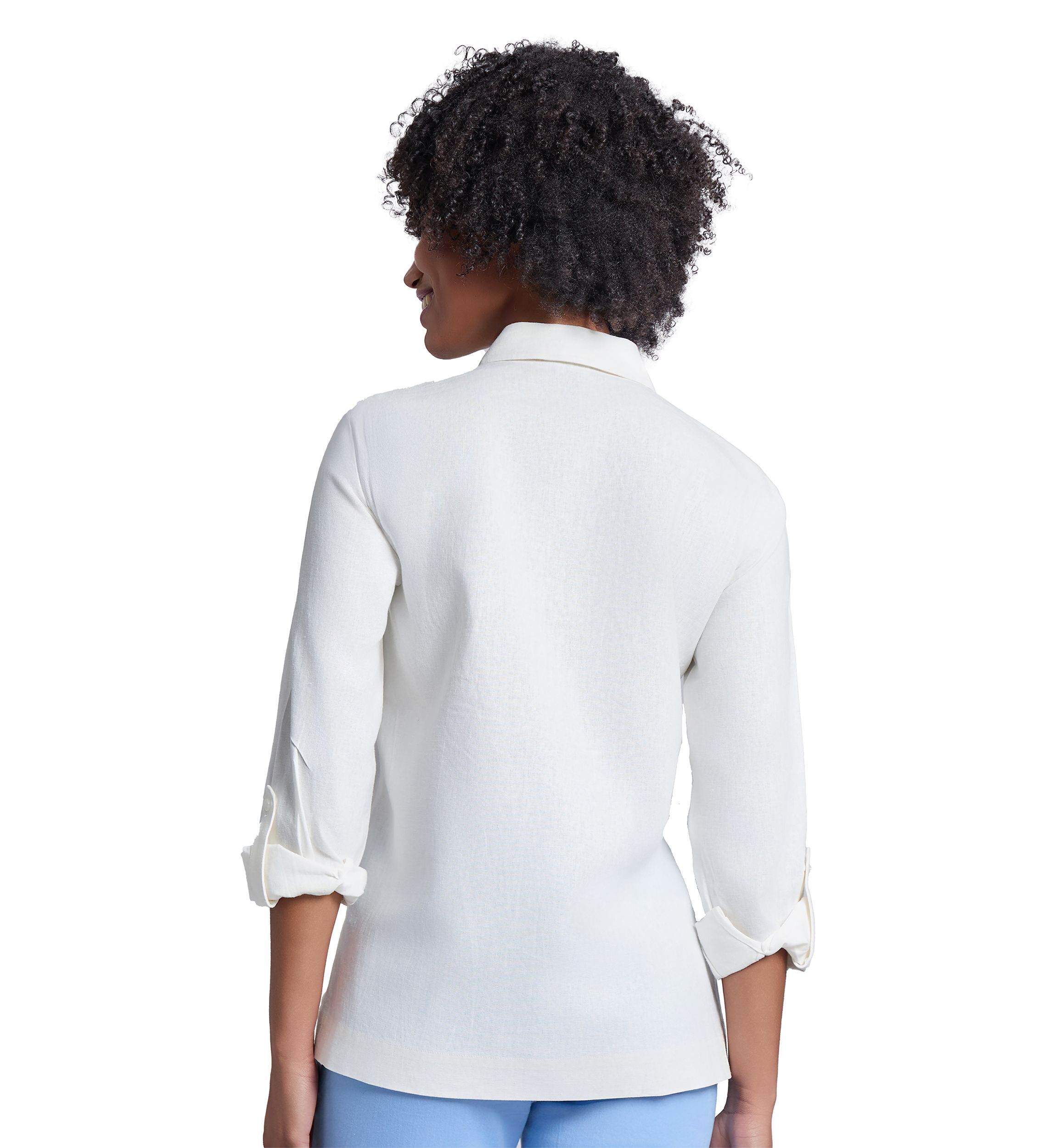Womens Button Front Embroidered Long Sleeve Blouse