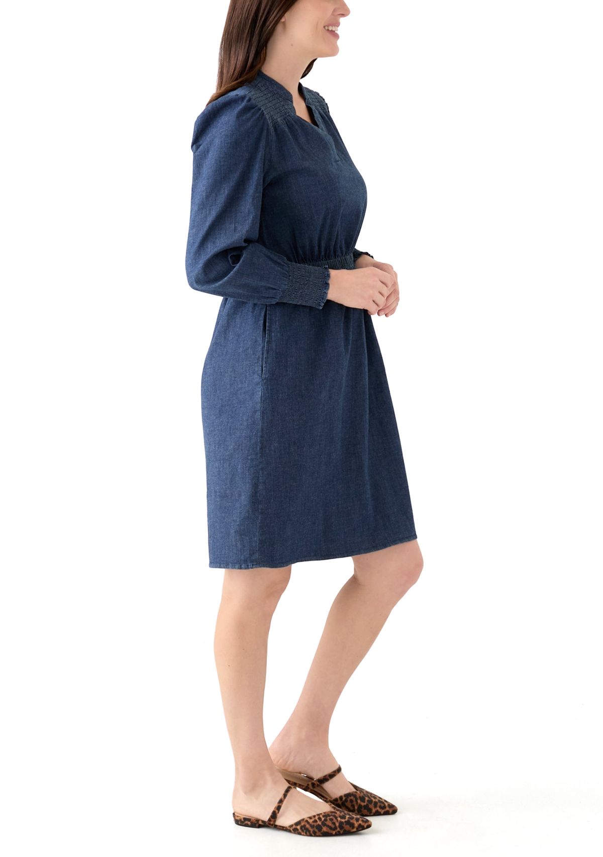 Womens Smocked Shoulder Dress