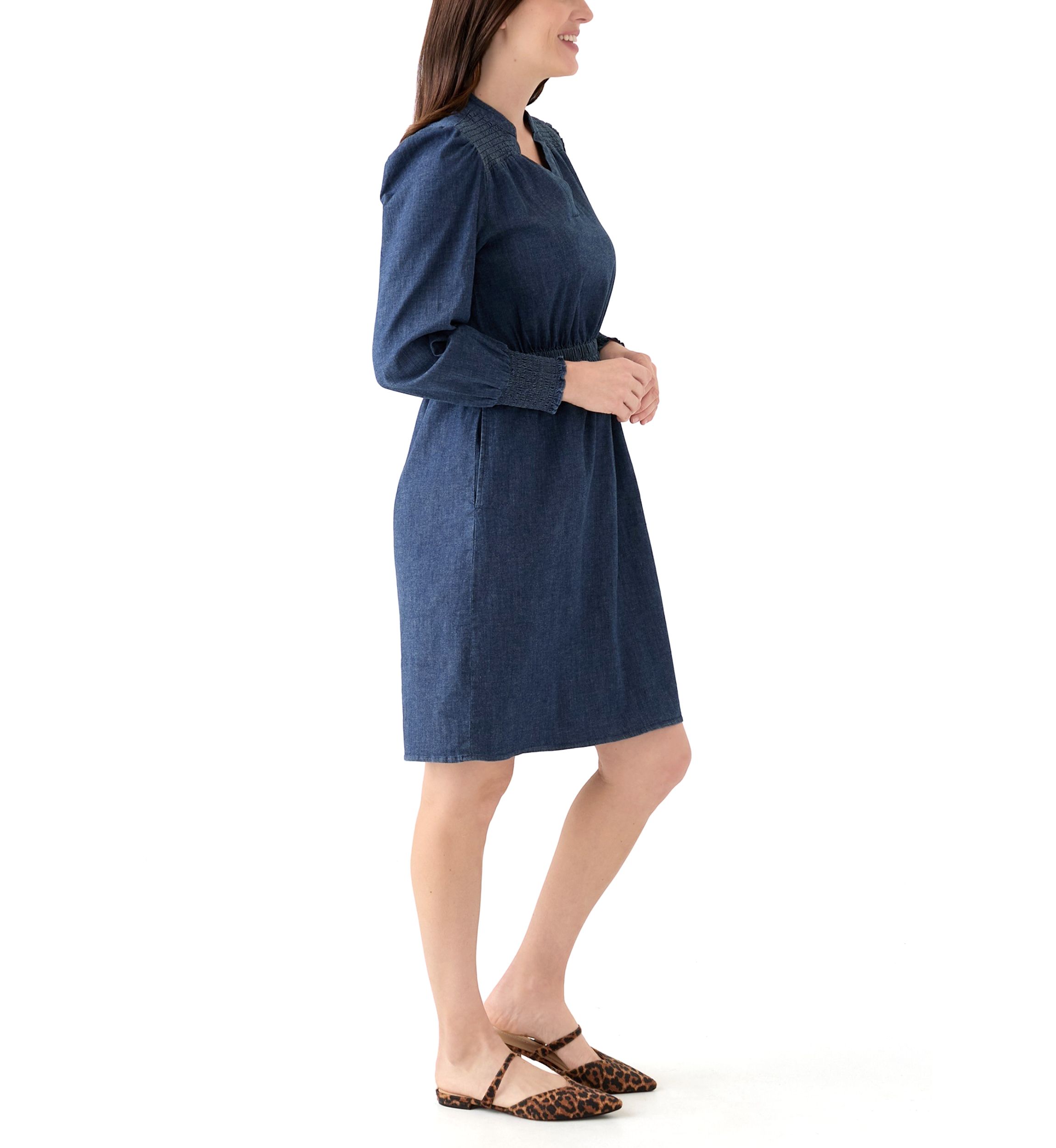 Womens Smocked Shoulder Dress
