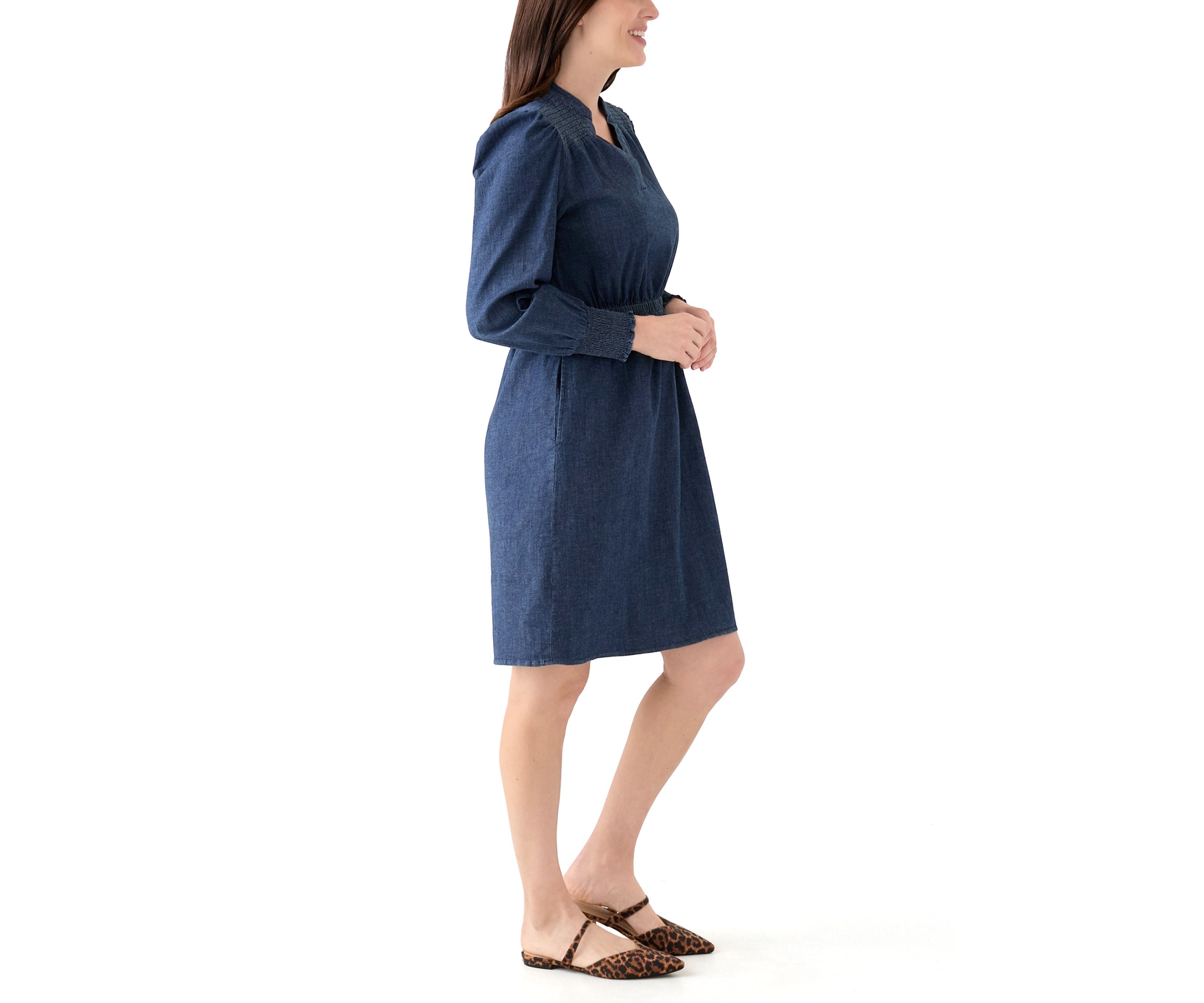 Womens Smocked Shoulder Dress