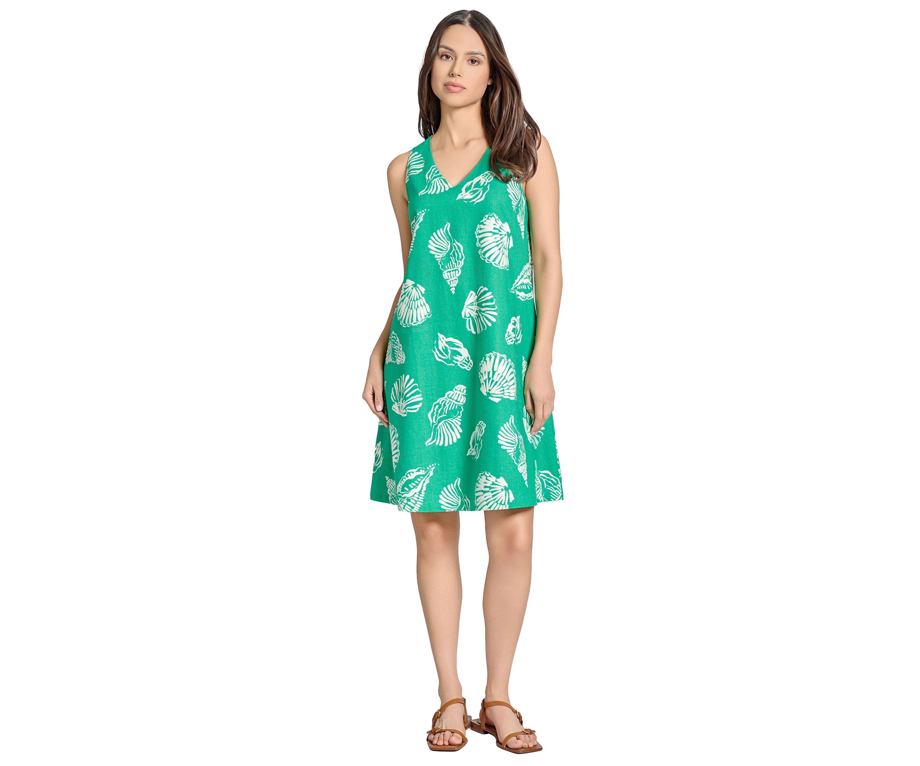 Womens Gina V-Neck Sleeveless Woven Trapeze Dress