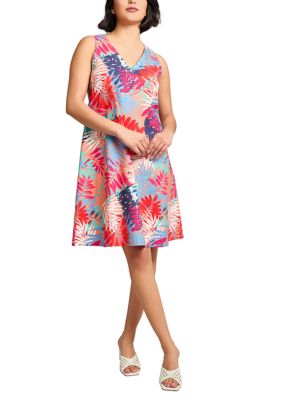 JONES NEW YORK Women's Gina V-Neck Woven Trapeze Dress