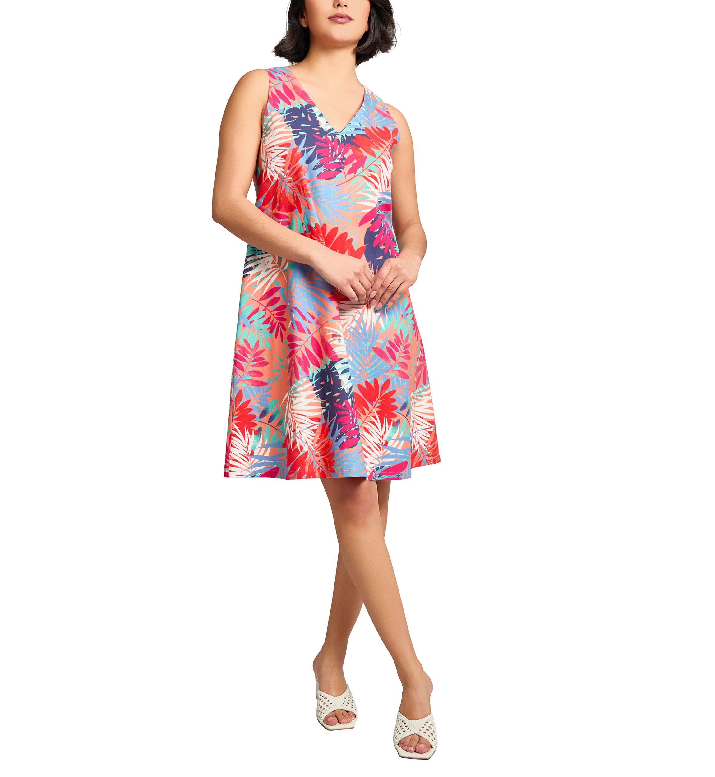 Gina V-Neck Woven Trapeze Dress