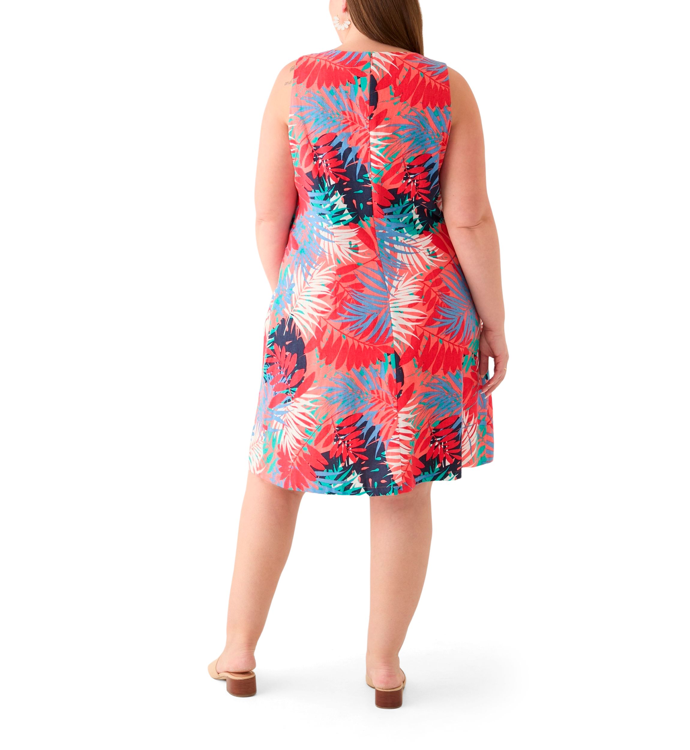 Plus Size Gina V-Neck Sleeveless Trapeze Dress 