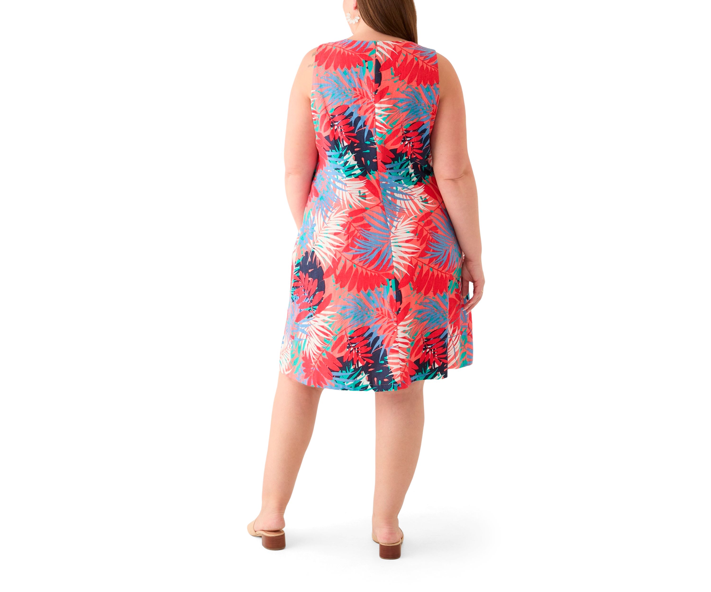 Plus Size Gina V-Neck Sleeveless Trapeze Dress 