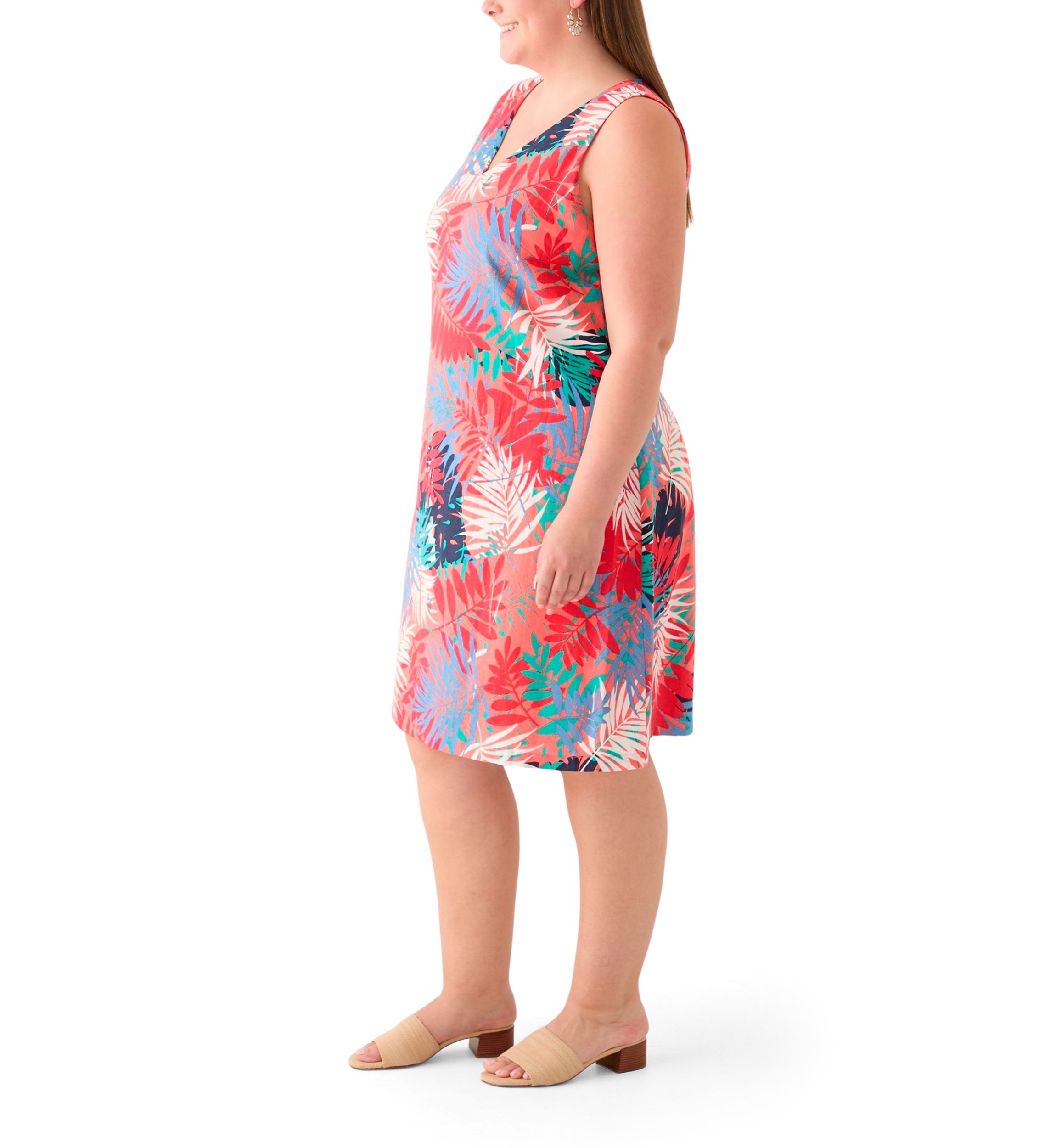 Plus Size Gina V-Neck Sleeveless Trapeze Dress 