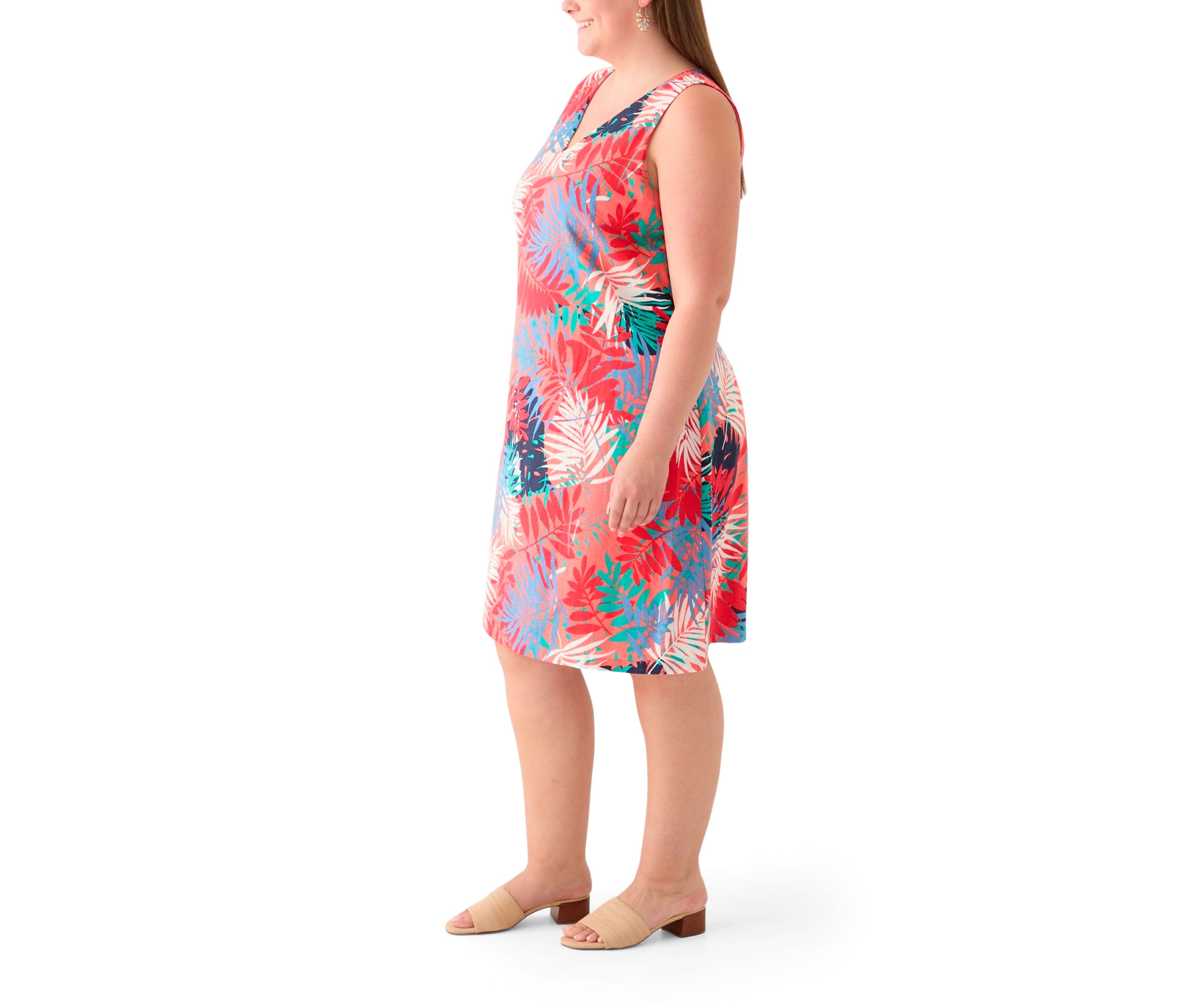 Plus Size Gina V-Neck Sleeveless Trapeze Dress 