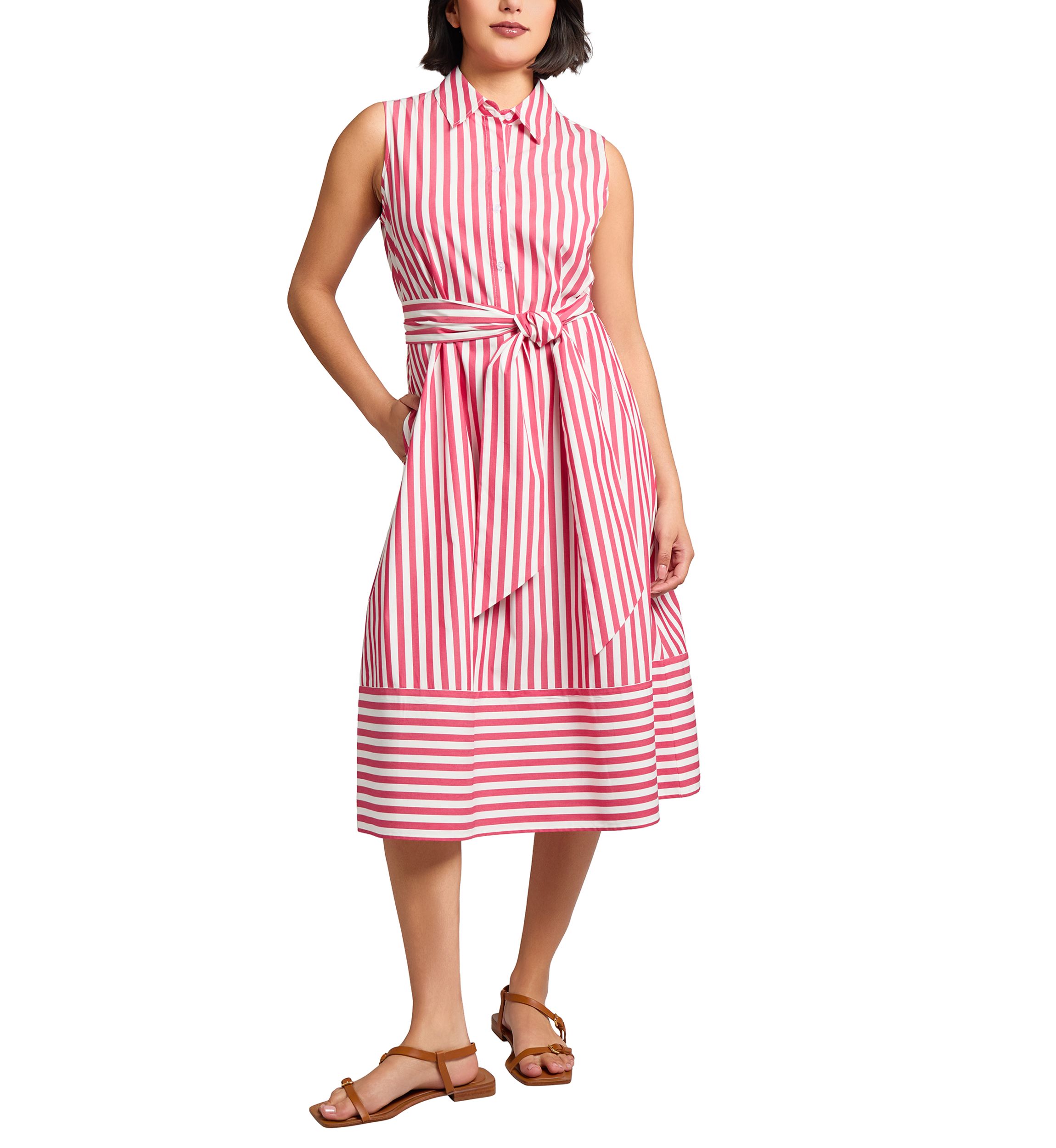 Womens Sleeveless Midi Shirtdress
