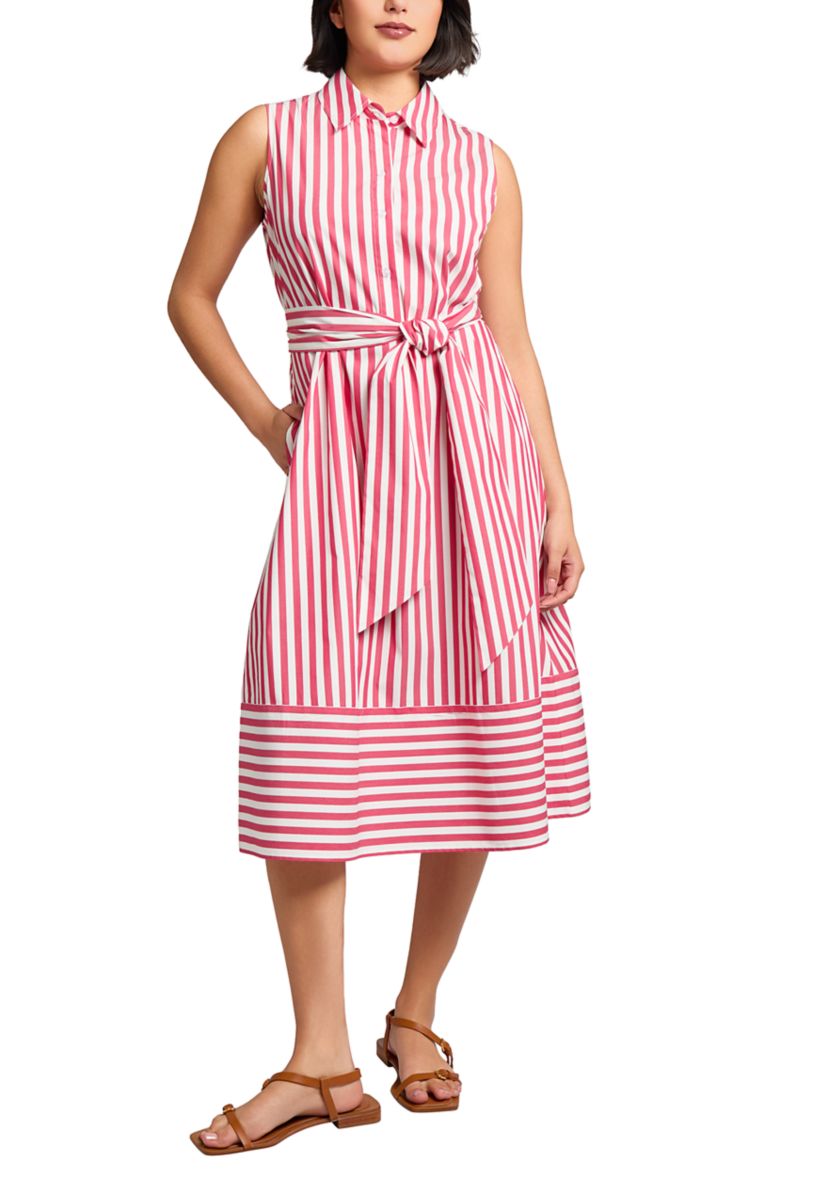 Womens Sleeveless Midi Shirtdress