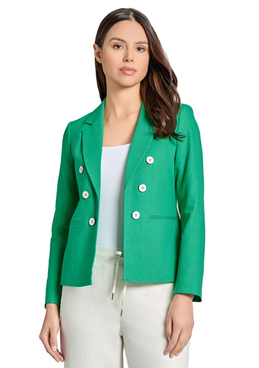 Womens Linen Faux Double Breasted Jacket