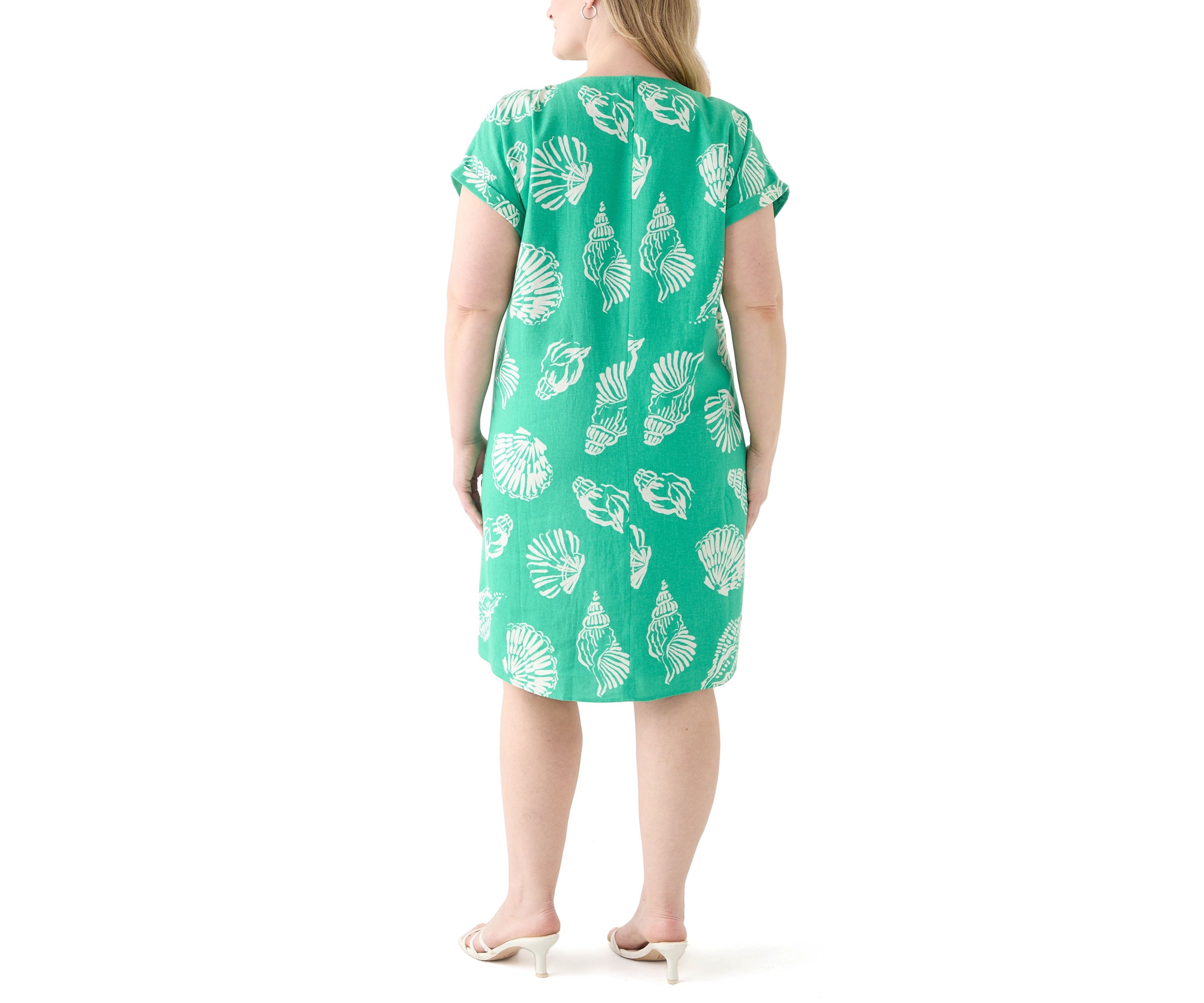 Womens Short Sleeve Side Button Swing Dress 