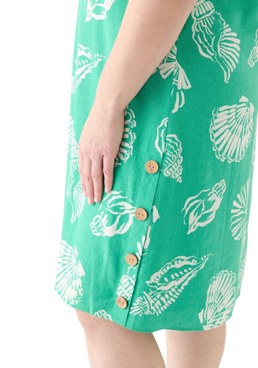 Womens Short Sleeve Side Button Swing Dress 