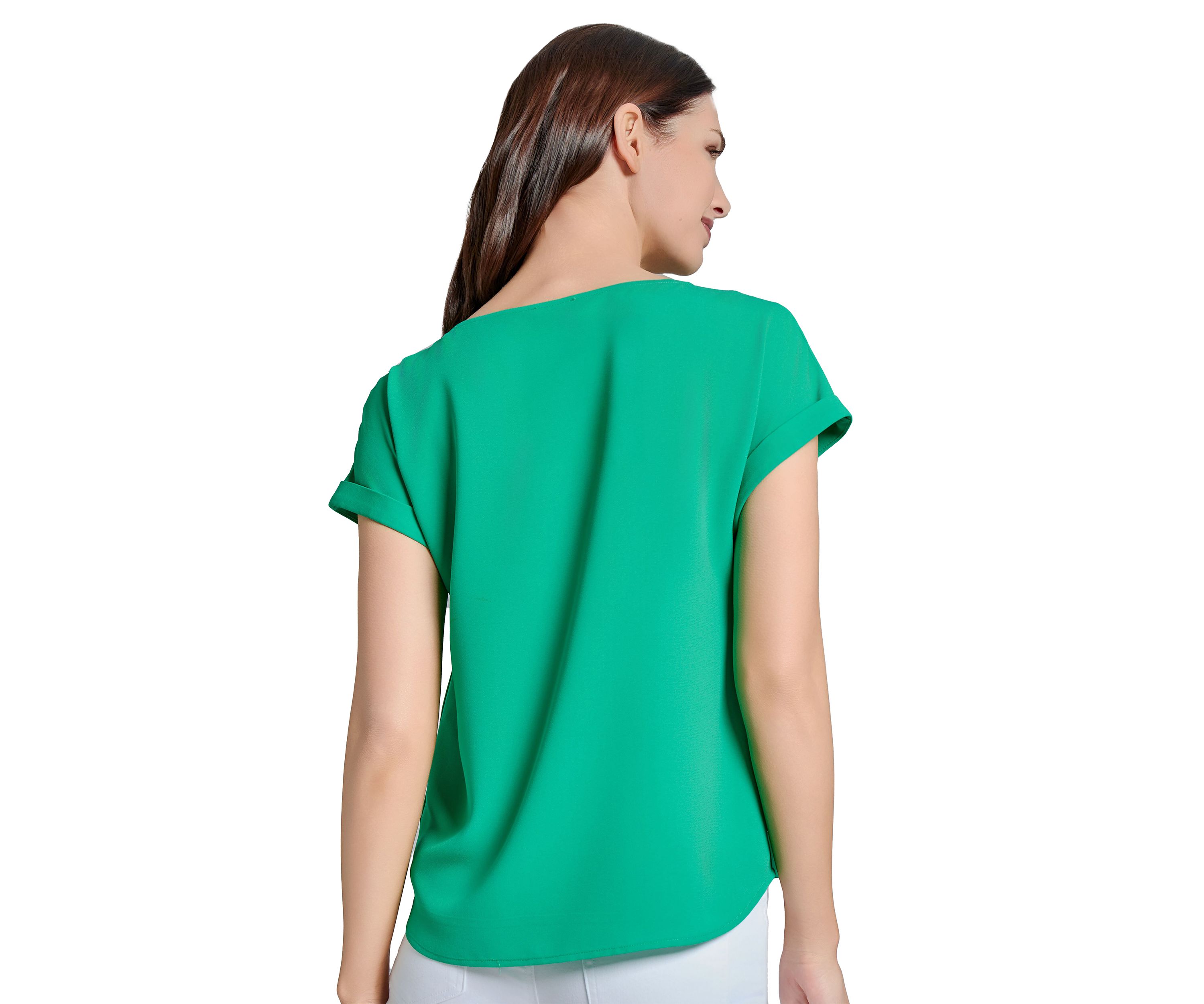 Womens Short Sleeve Button Detail Blouse