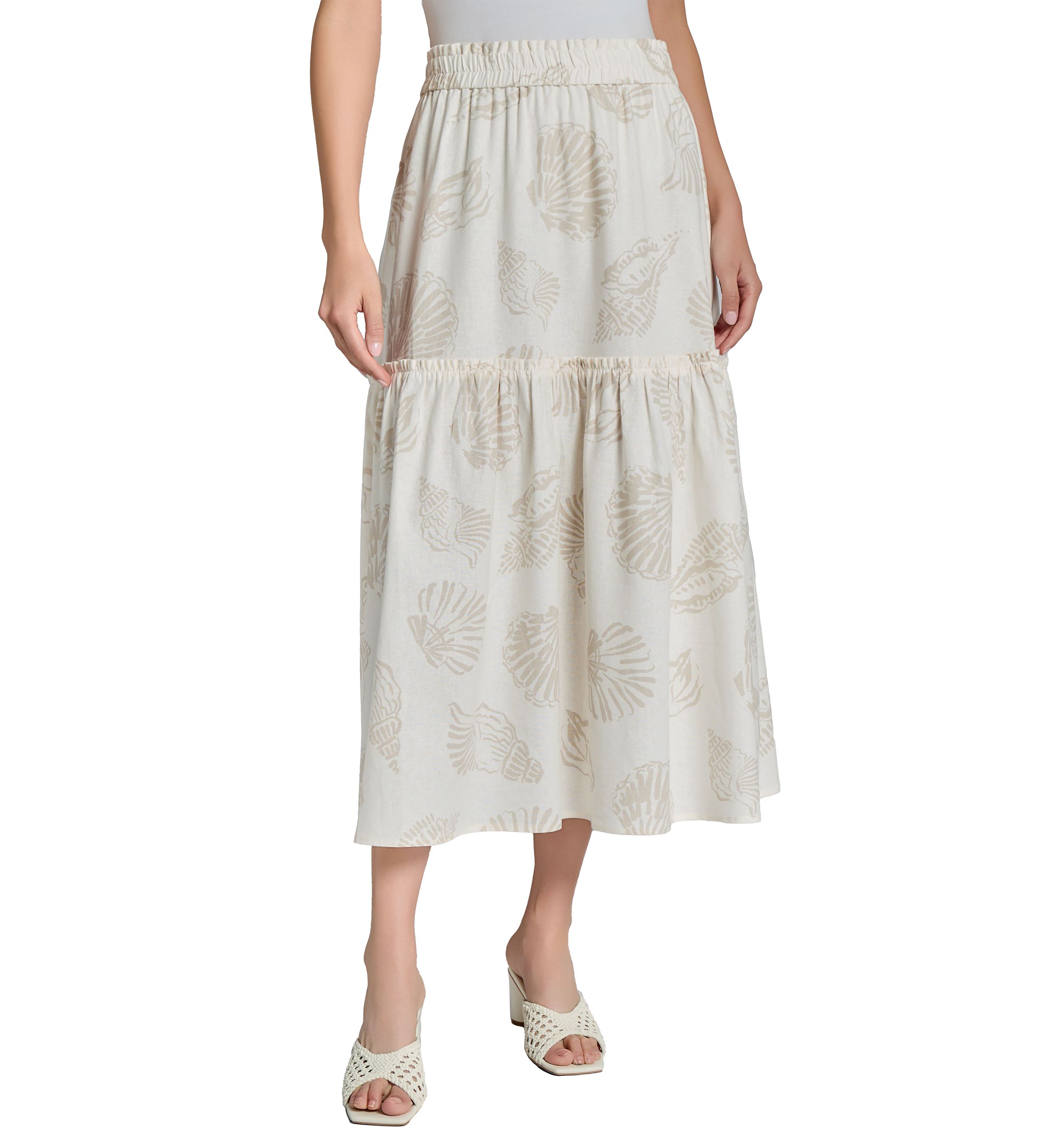 Womens Pull On Maxi Tiered Skirt 