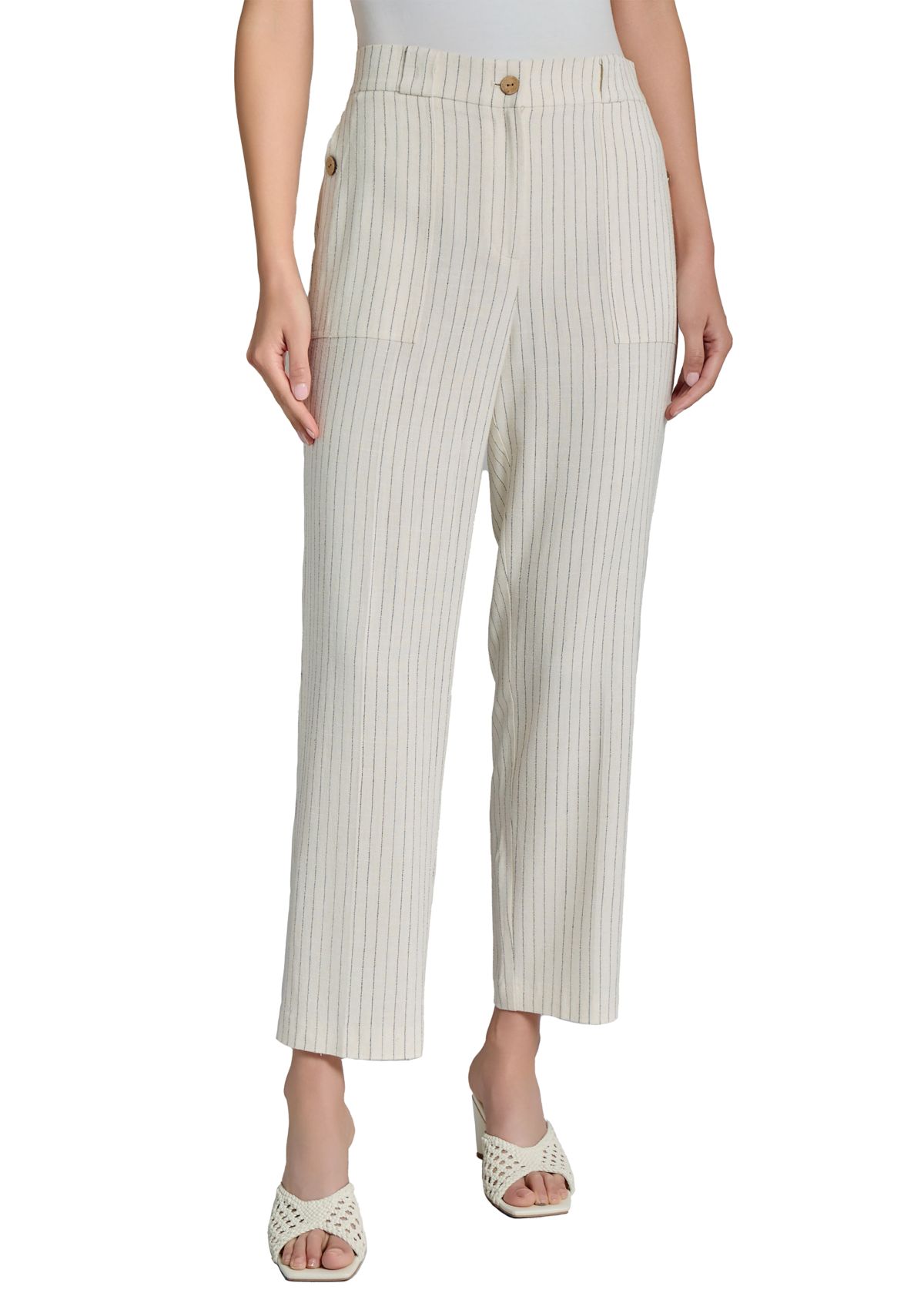 Fly Front Patch Pocket Straight Ankle Pants