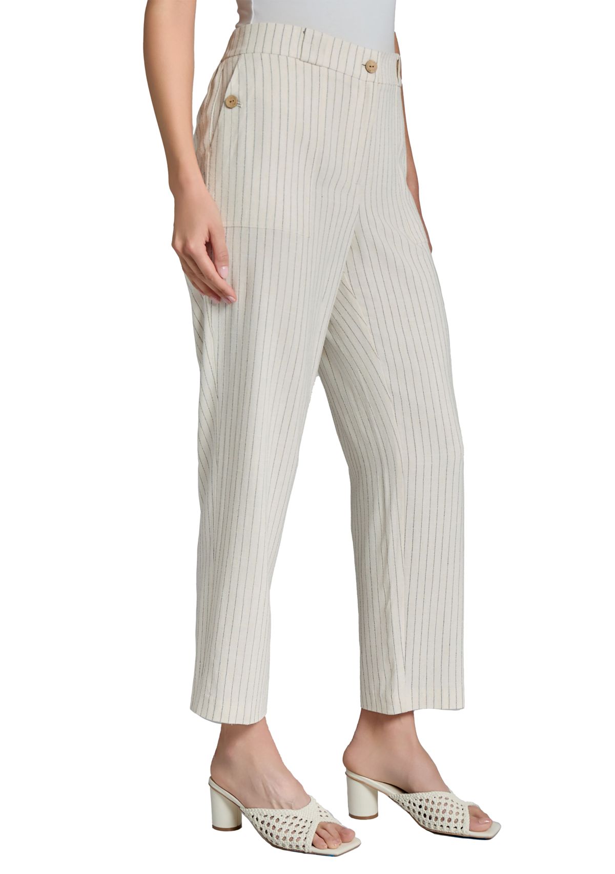 Fly Front Patch Pocket Straight Ankle Pants