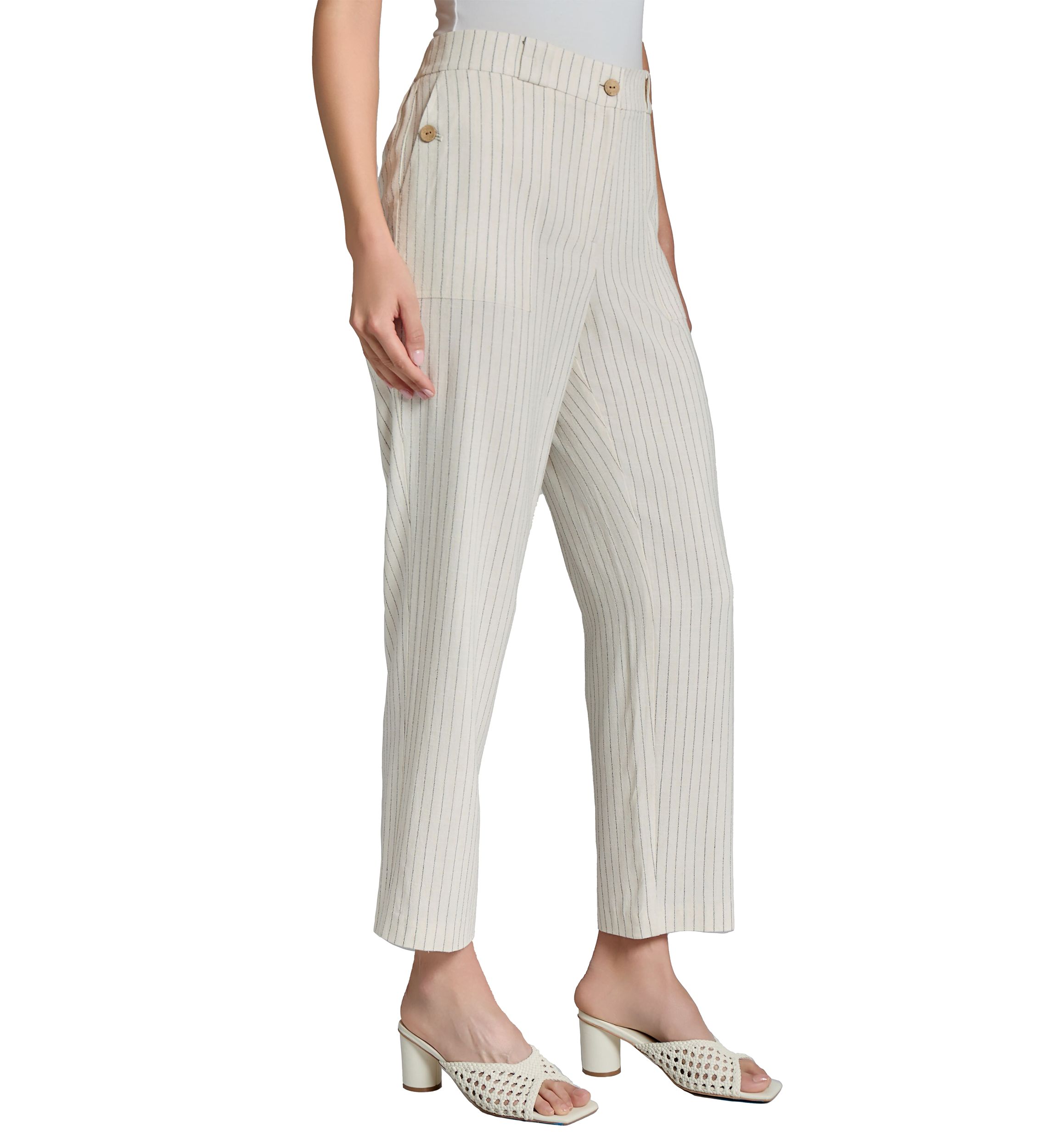 Fly Front Patch Pocket Straight Ankle Pants