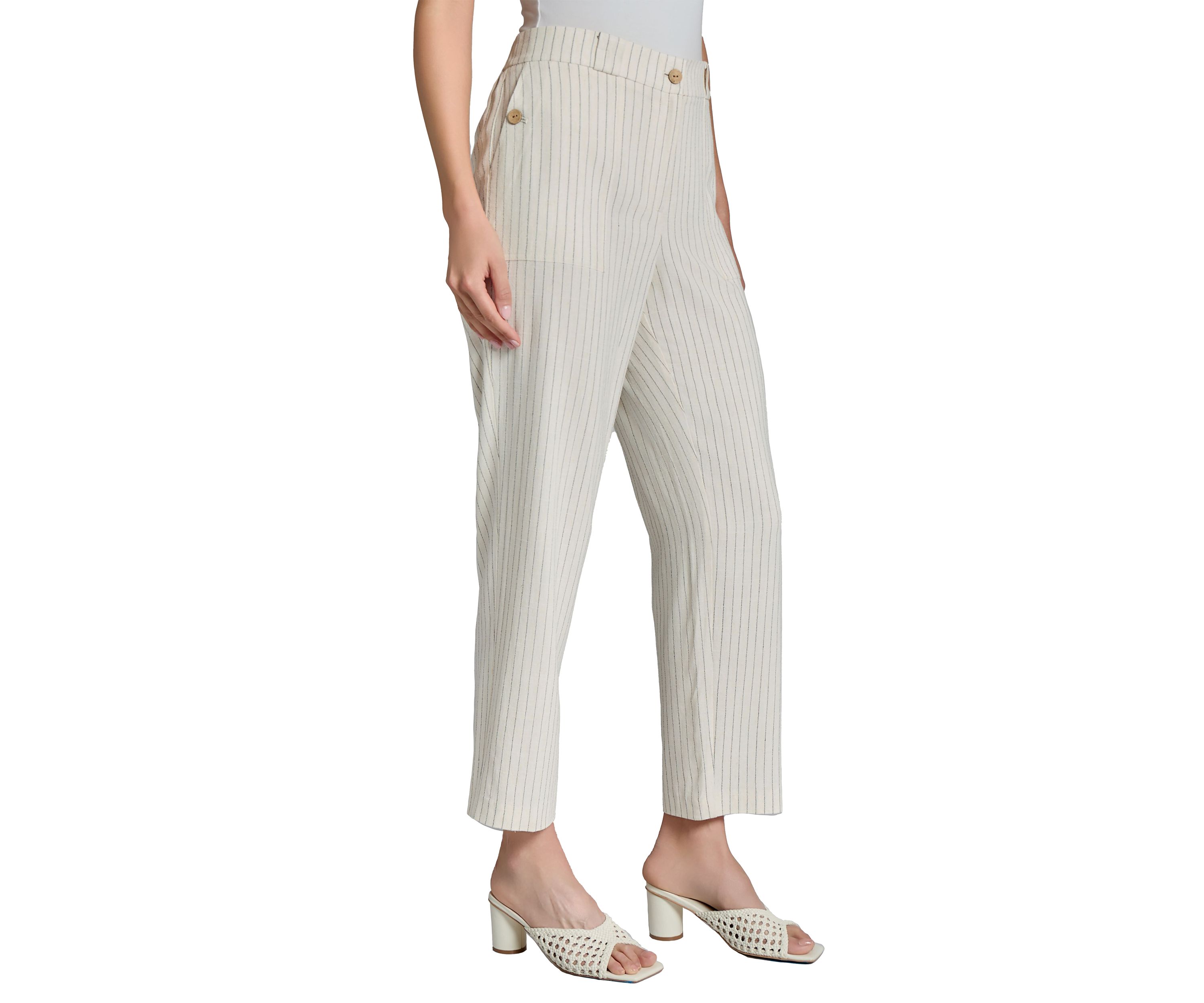 Fly Front Patch Pocket Straight Ankle Pants