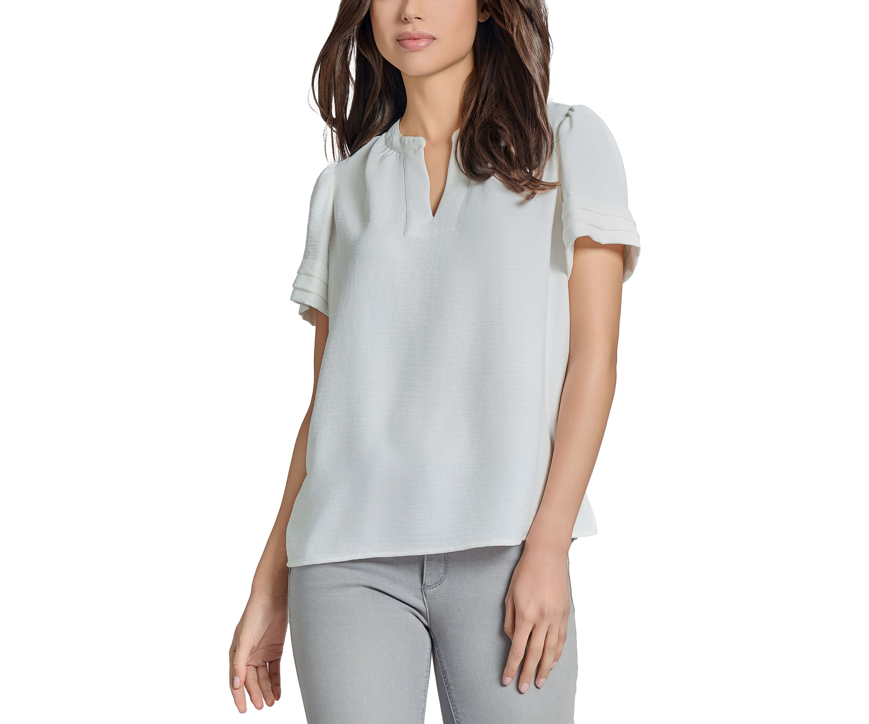 Womens Mandarin Collar Short Sleeve Blouse