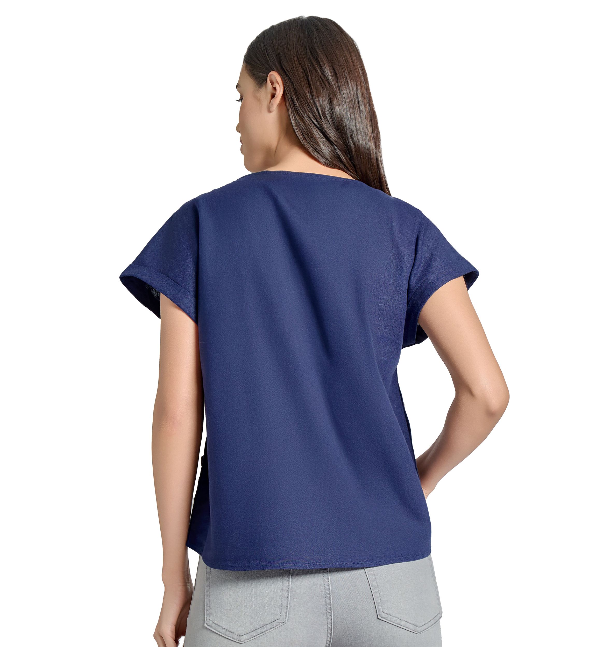 Womens Short Sleeve Button Detail Blouse 