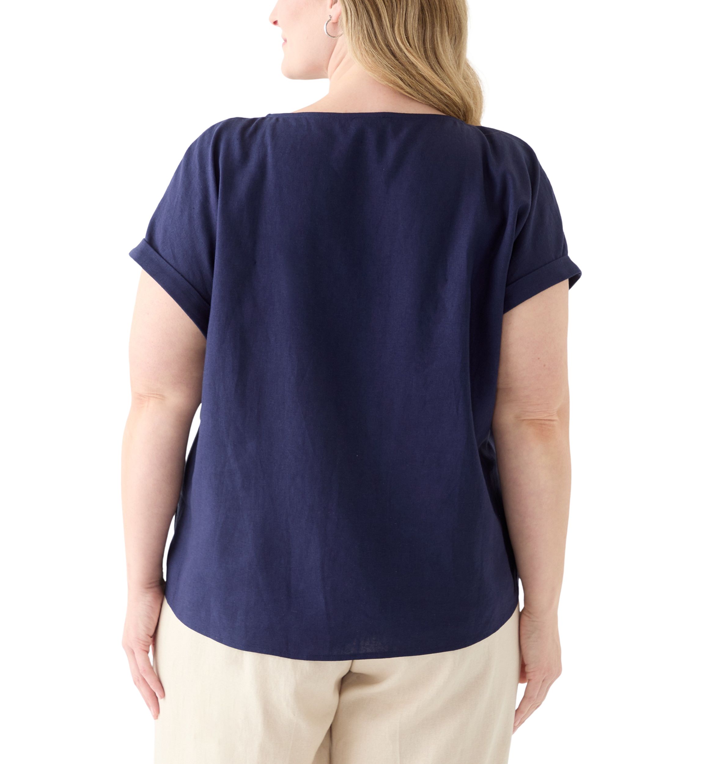 Plus Size Short Sleeve Button Detail Blouse 