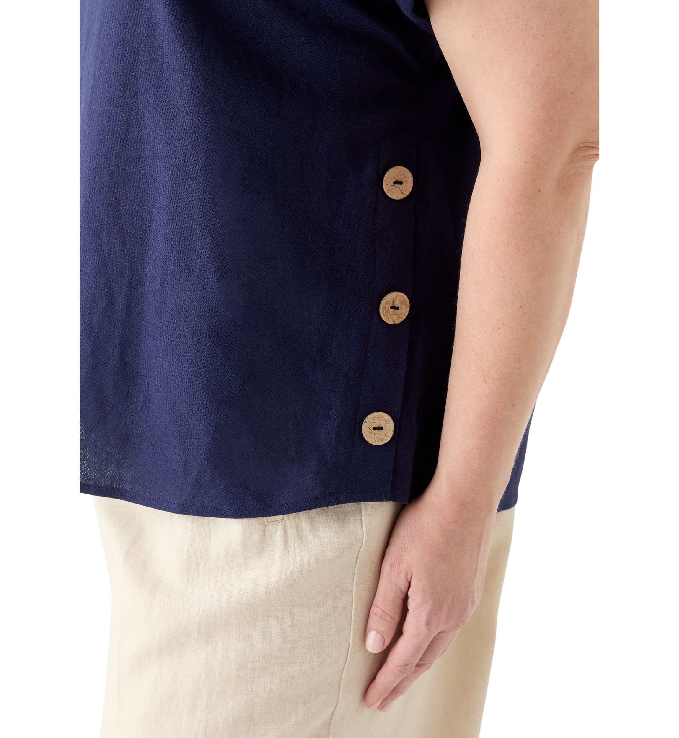 Plus Size Short Sleeve Button Detail Blouse 