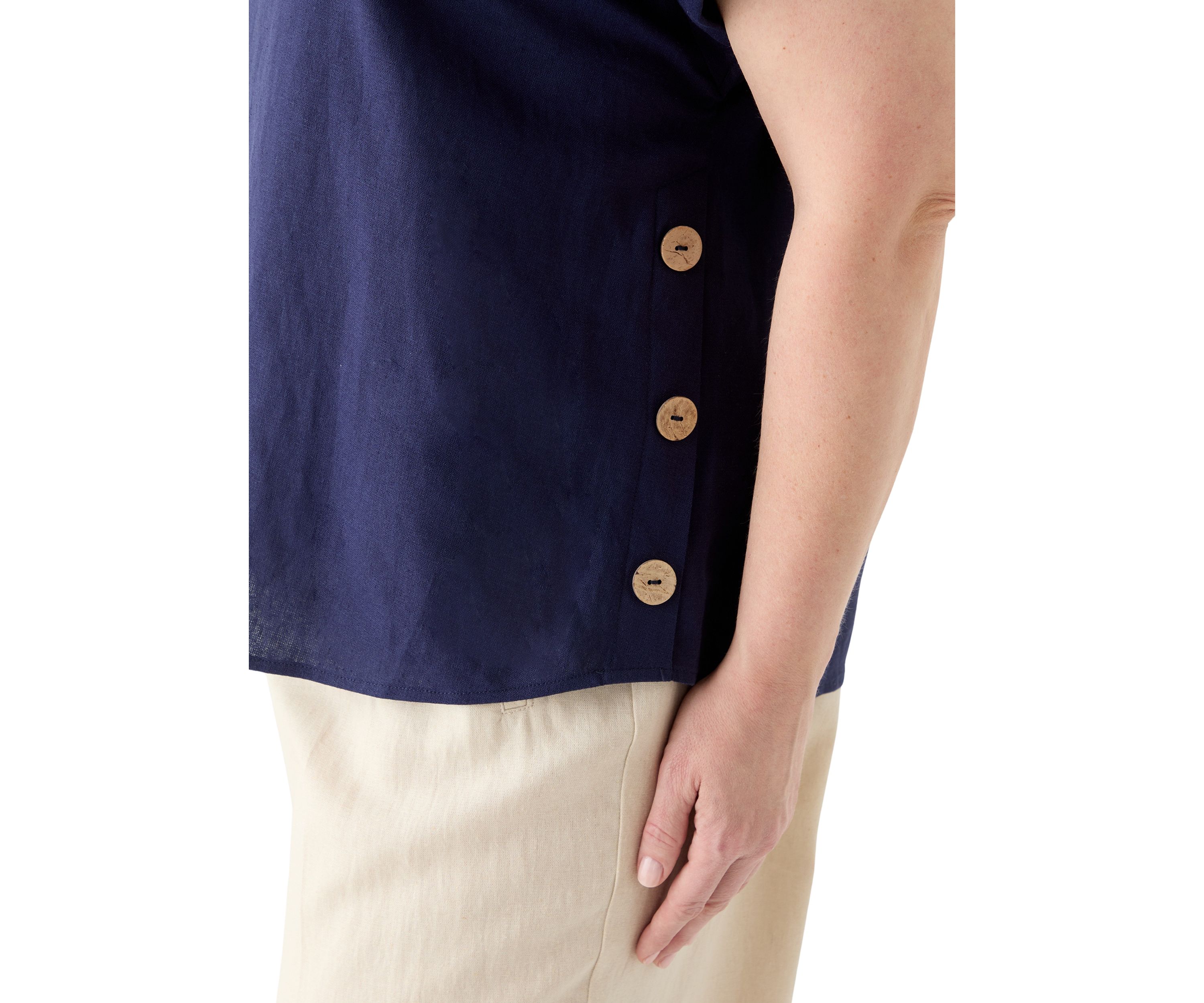 Plus Size Short Sleeve Button Detail Blouse 