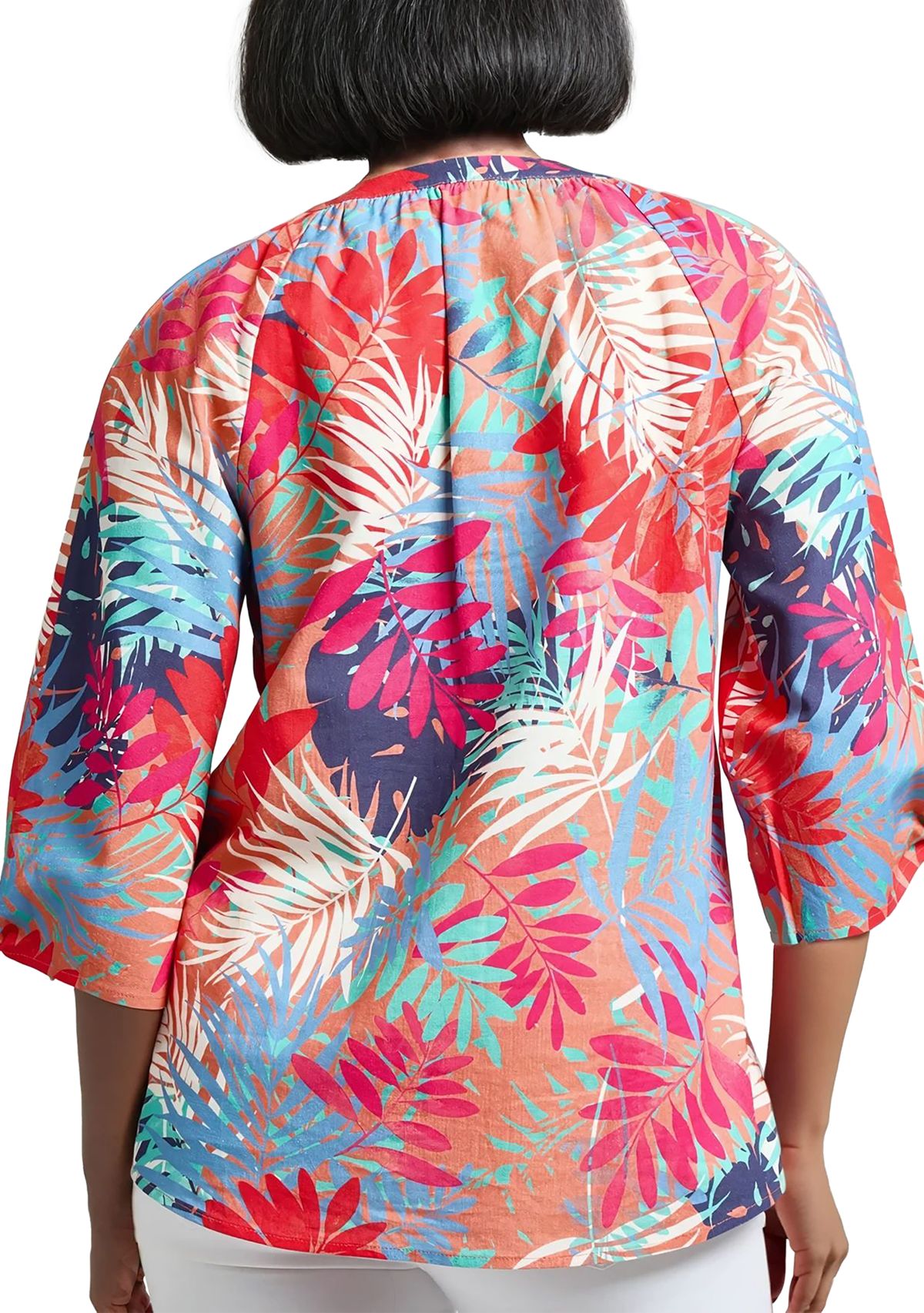 Womens Tie Sleeve Printed Blouse