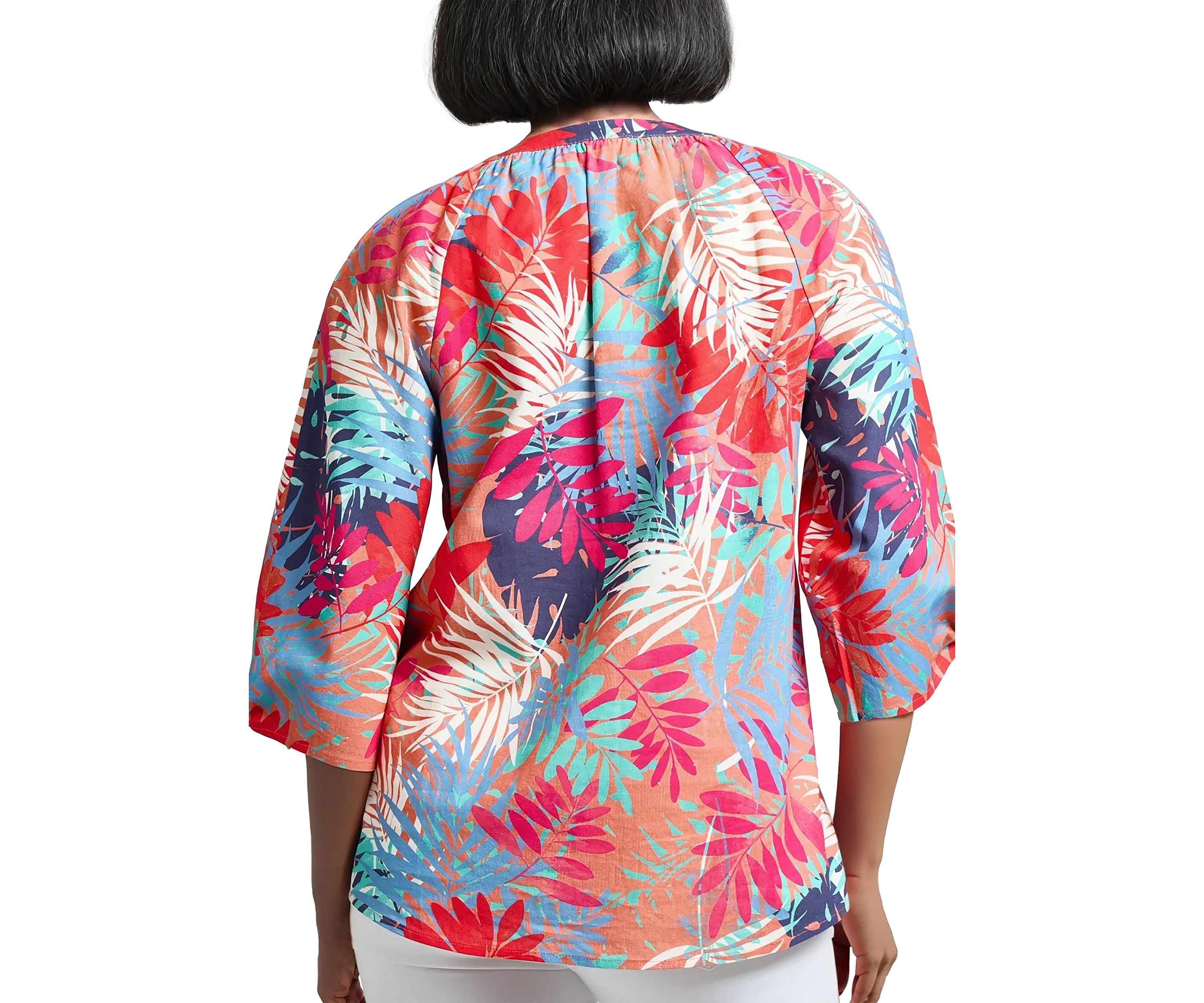 Womens Tie Sleeve Printed Blouse