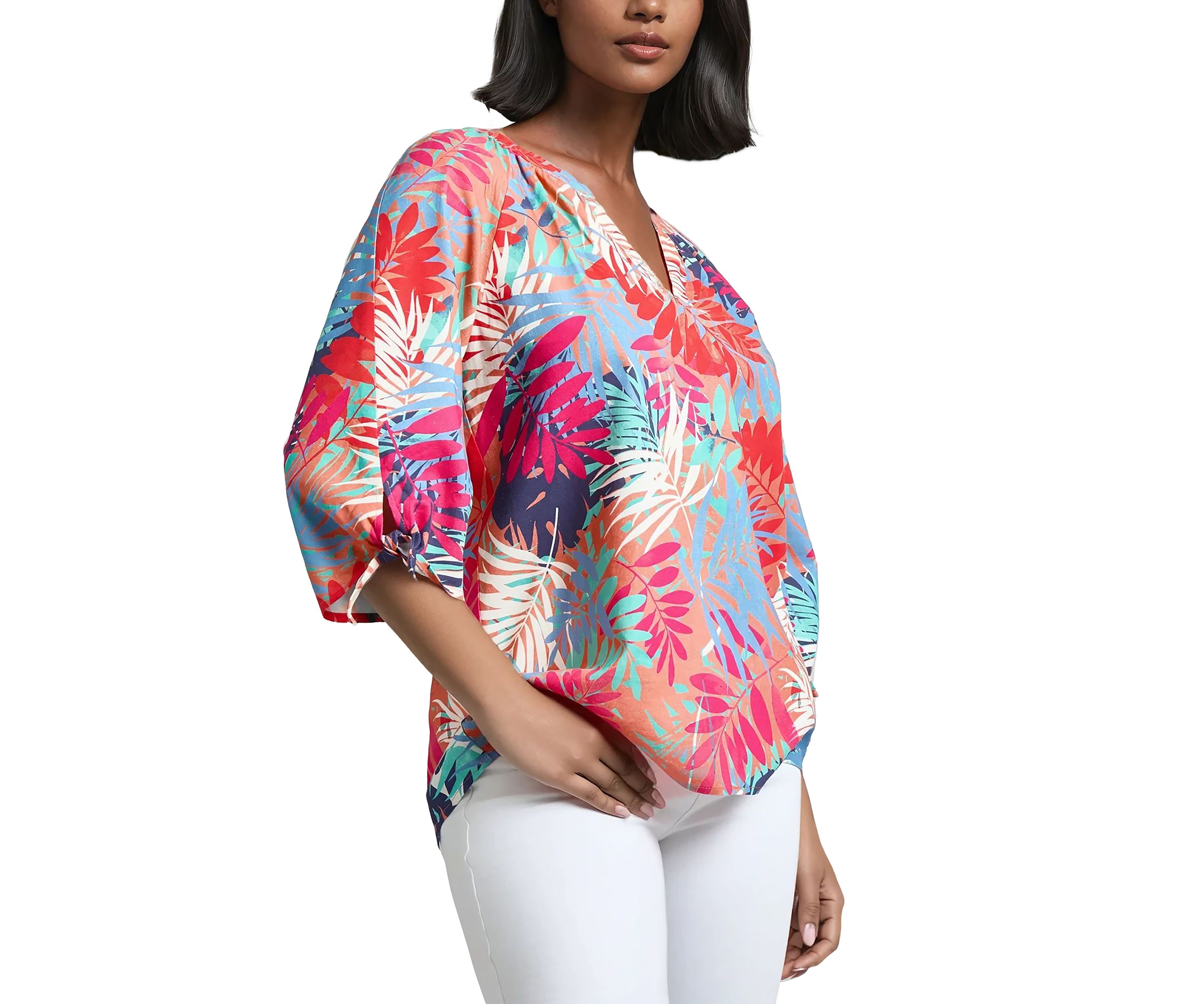 Womens Tie Sleeve Printed Blouse