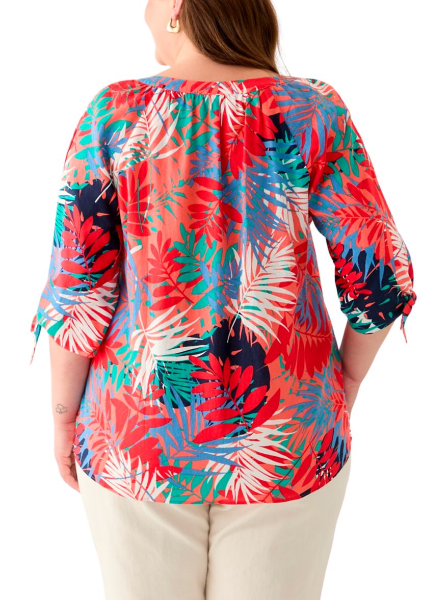 Plus Size Elbow Sleeve Raglan Blouse 