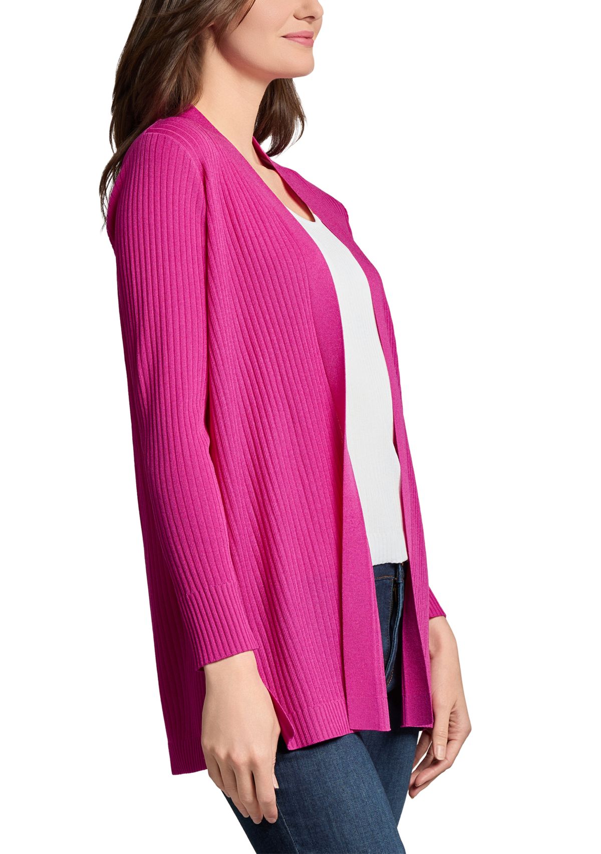 Petite Long Sleeve Cardigan with Side Slits