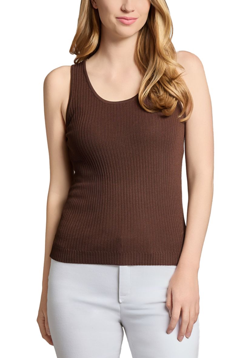 Womens Scoop Neck Ribbed Knit Tank Top