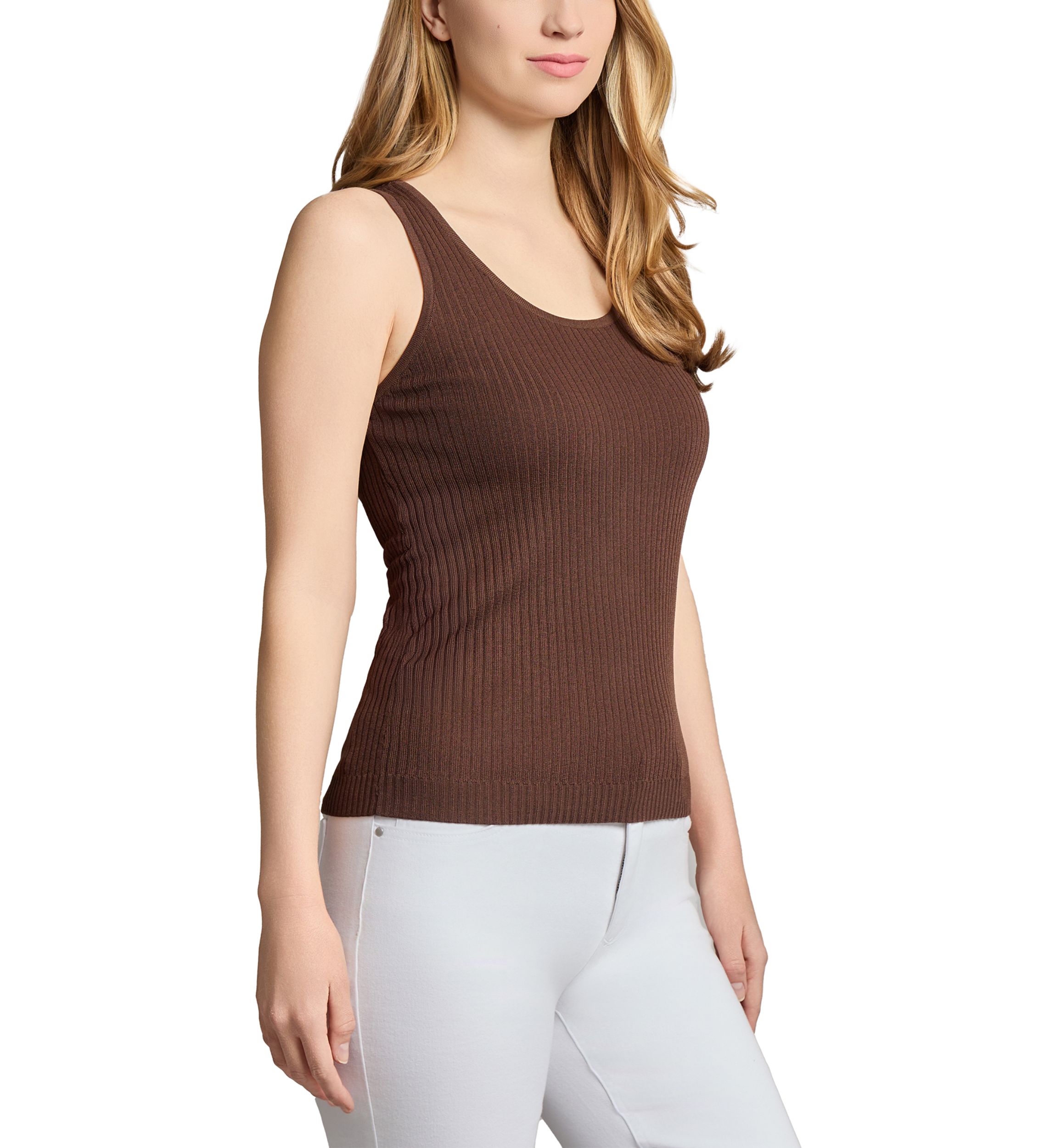 Womens Scoop Neck Ribbed Knit Tank Top