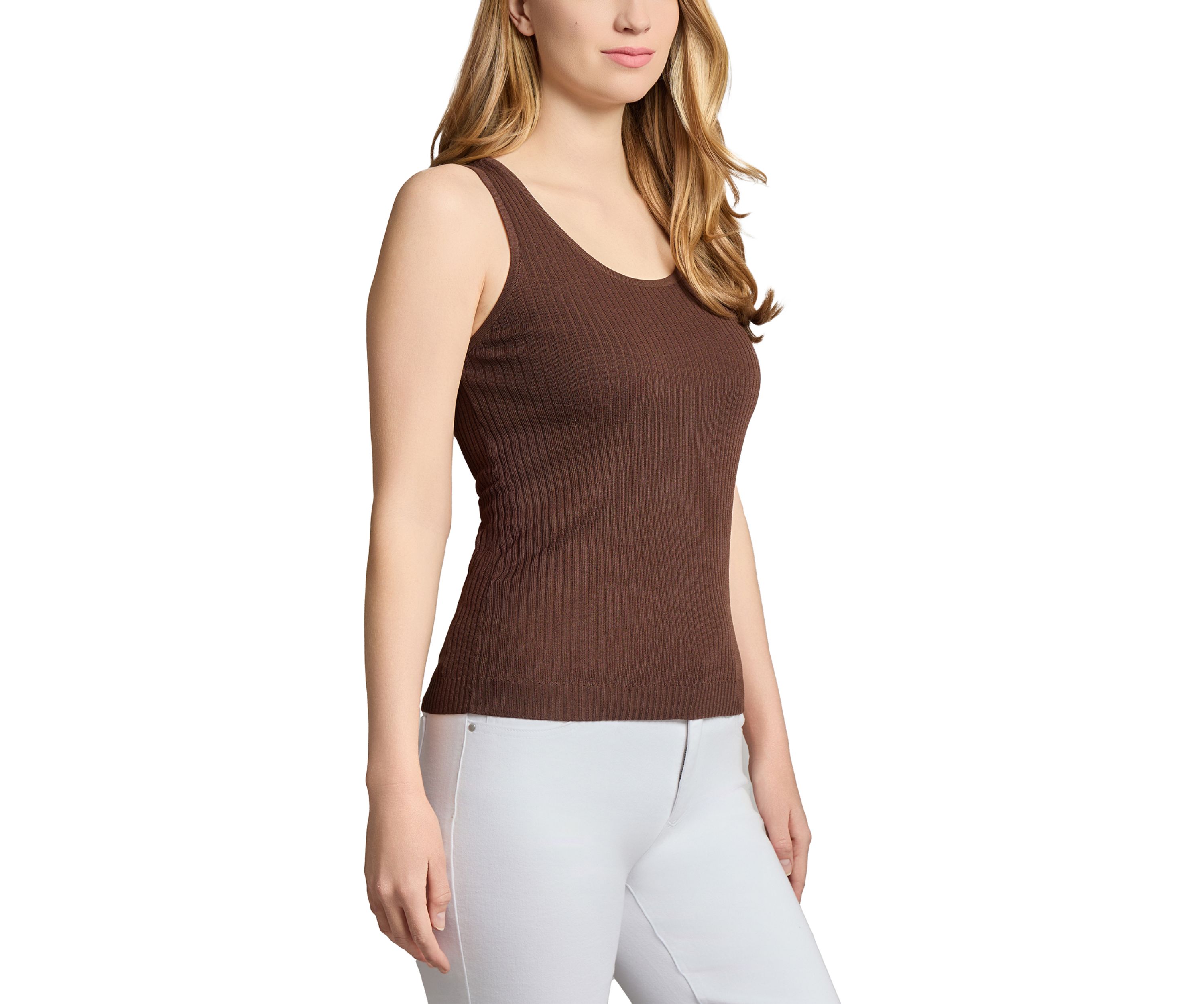 Womens Scoop Neck Ribbed Knit Tank Top