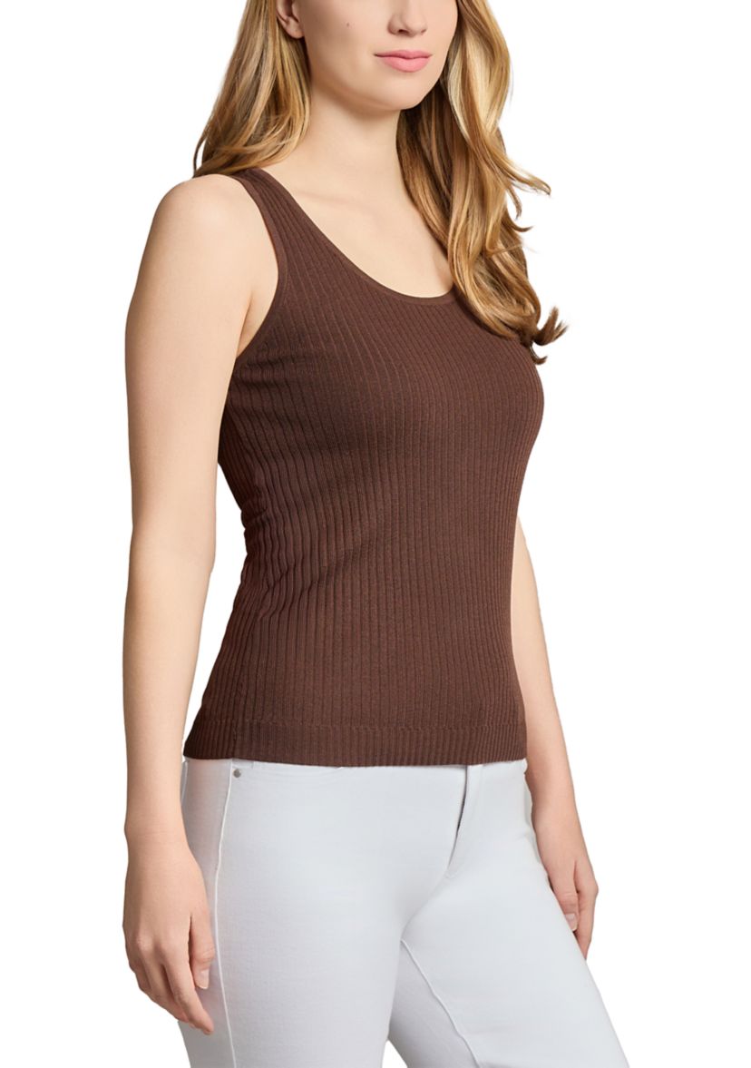 Womens Scoop Neck Ribbed Knit Tank Top