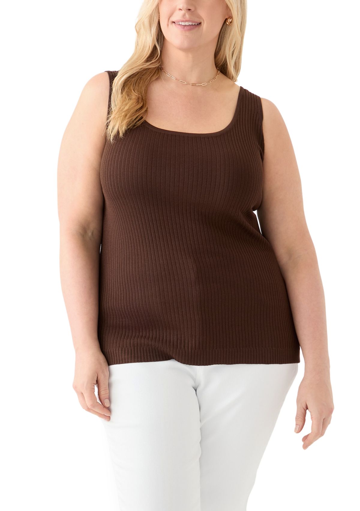 Plus Size Scoop Neck Flat Rib Tank Top