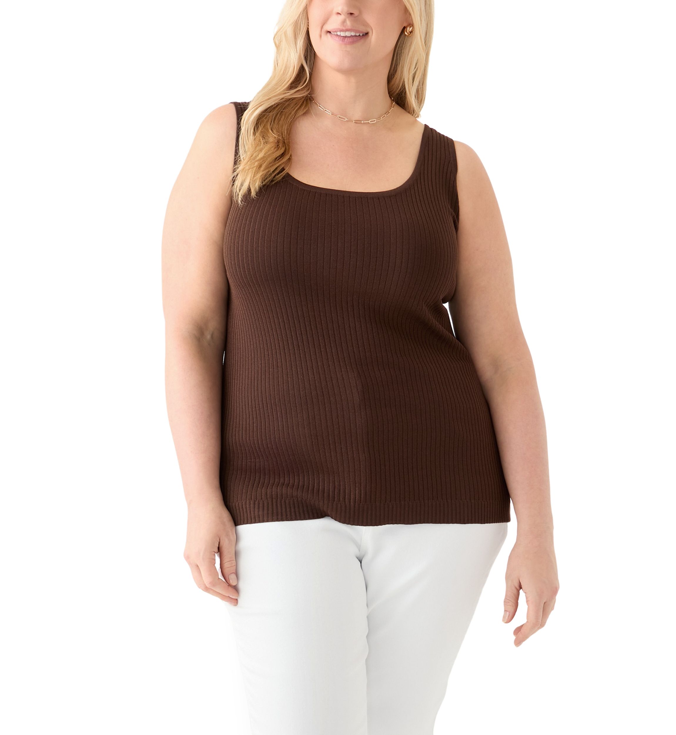 Plus Size Scoop Neck Flat Rib Tank Top