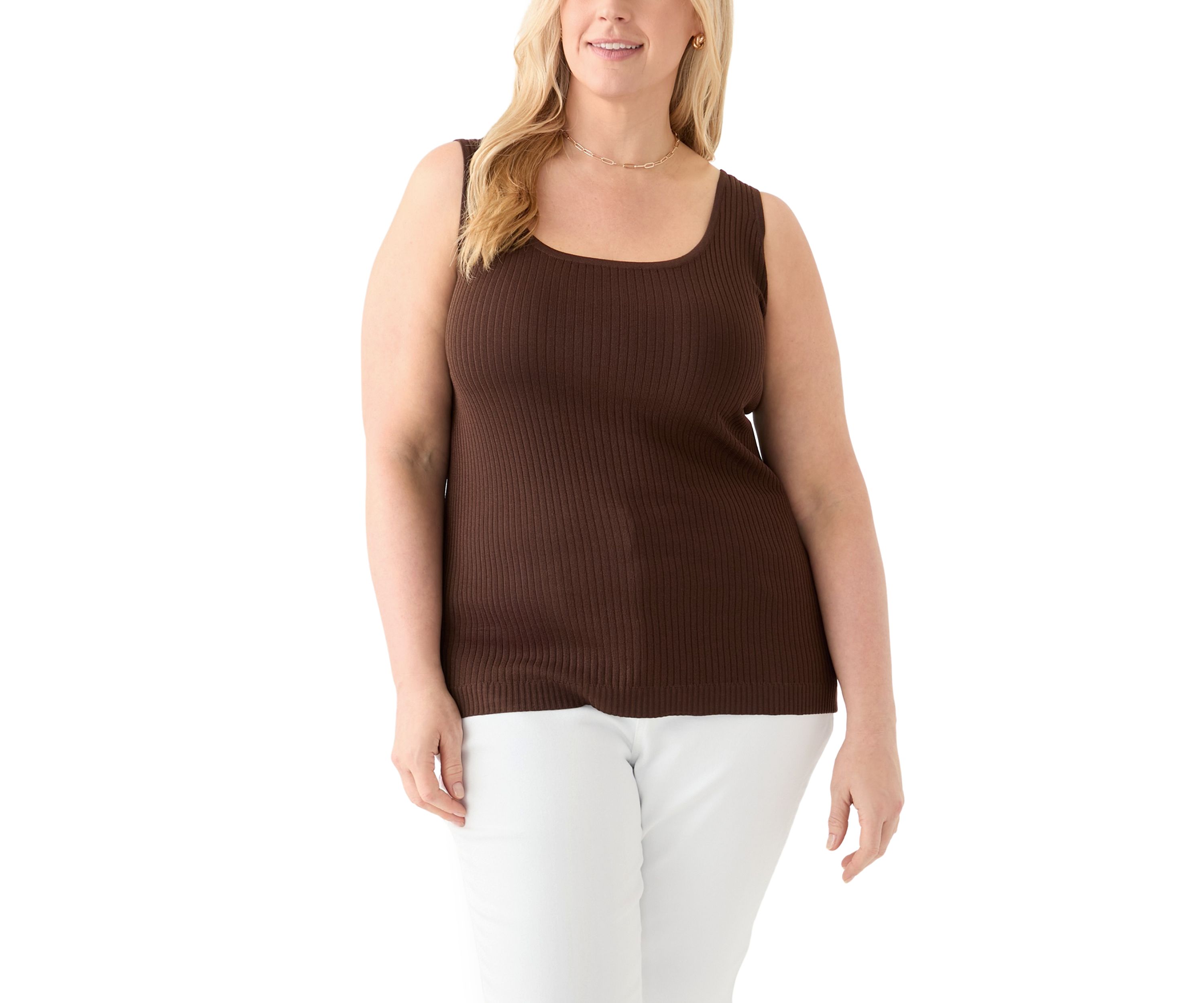 Plus Size Scoop Neck Flat Rib Tank Top