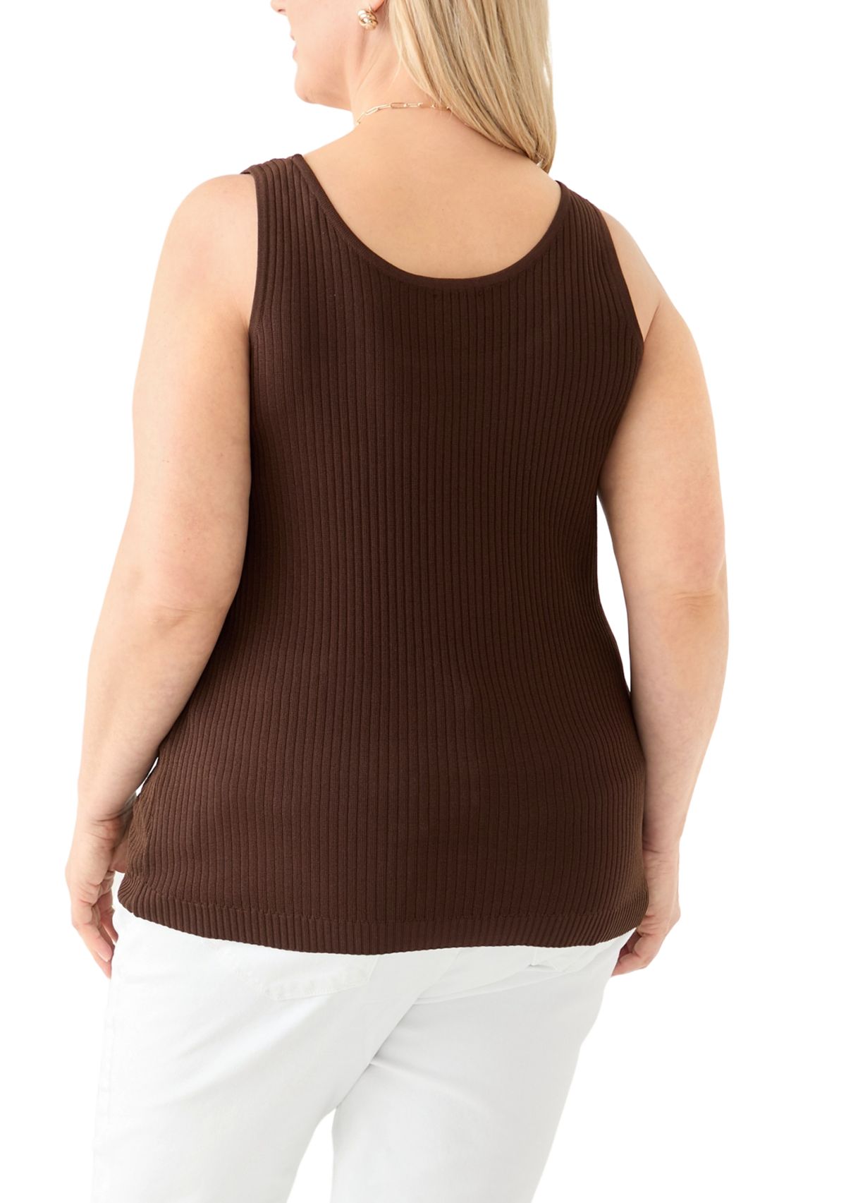 Plus Size Scoop Neck Flat Rib Tank Top