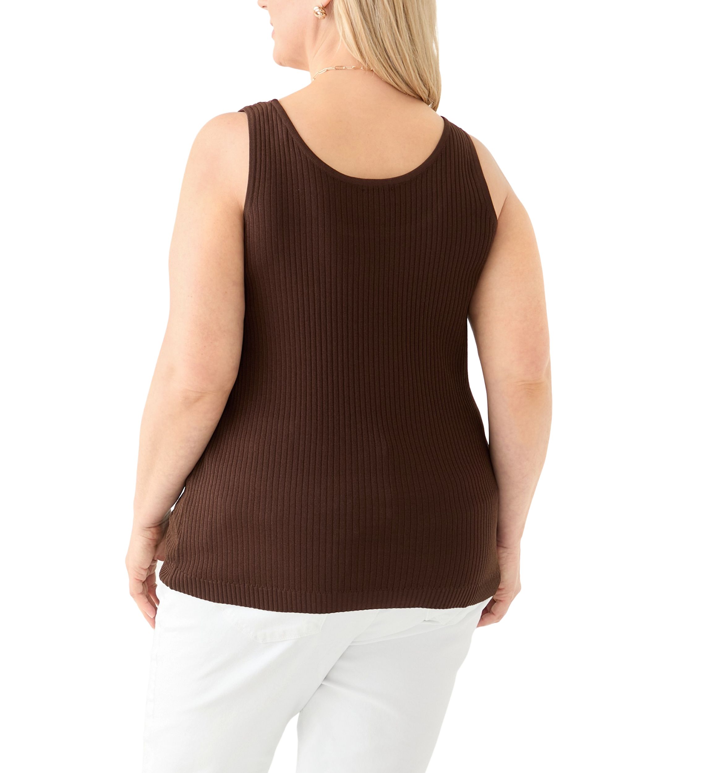 Plus Size Scoop Neck Flat Rib Tank Top