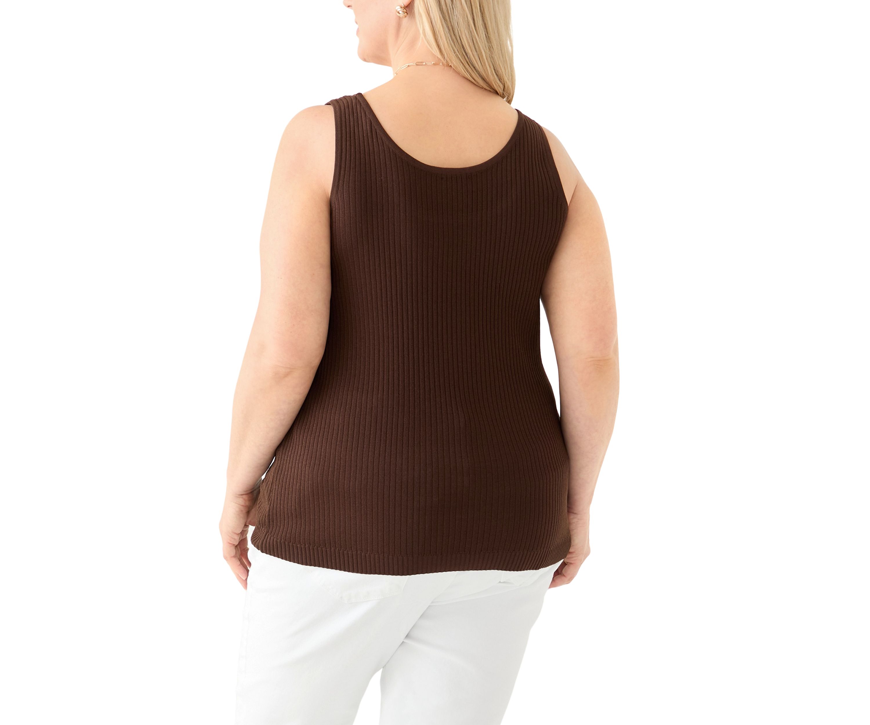 Plus Size Scoop Neck Flat Rib Tank Top