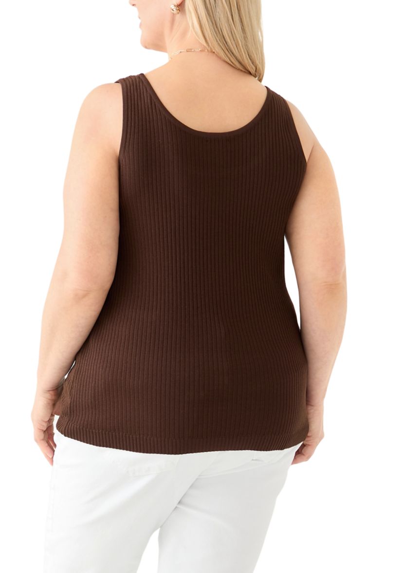 Plus Size Scoop Neck Flat Rib Tank Top