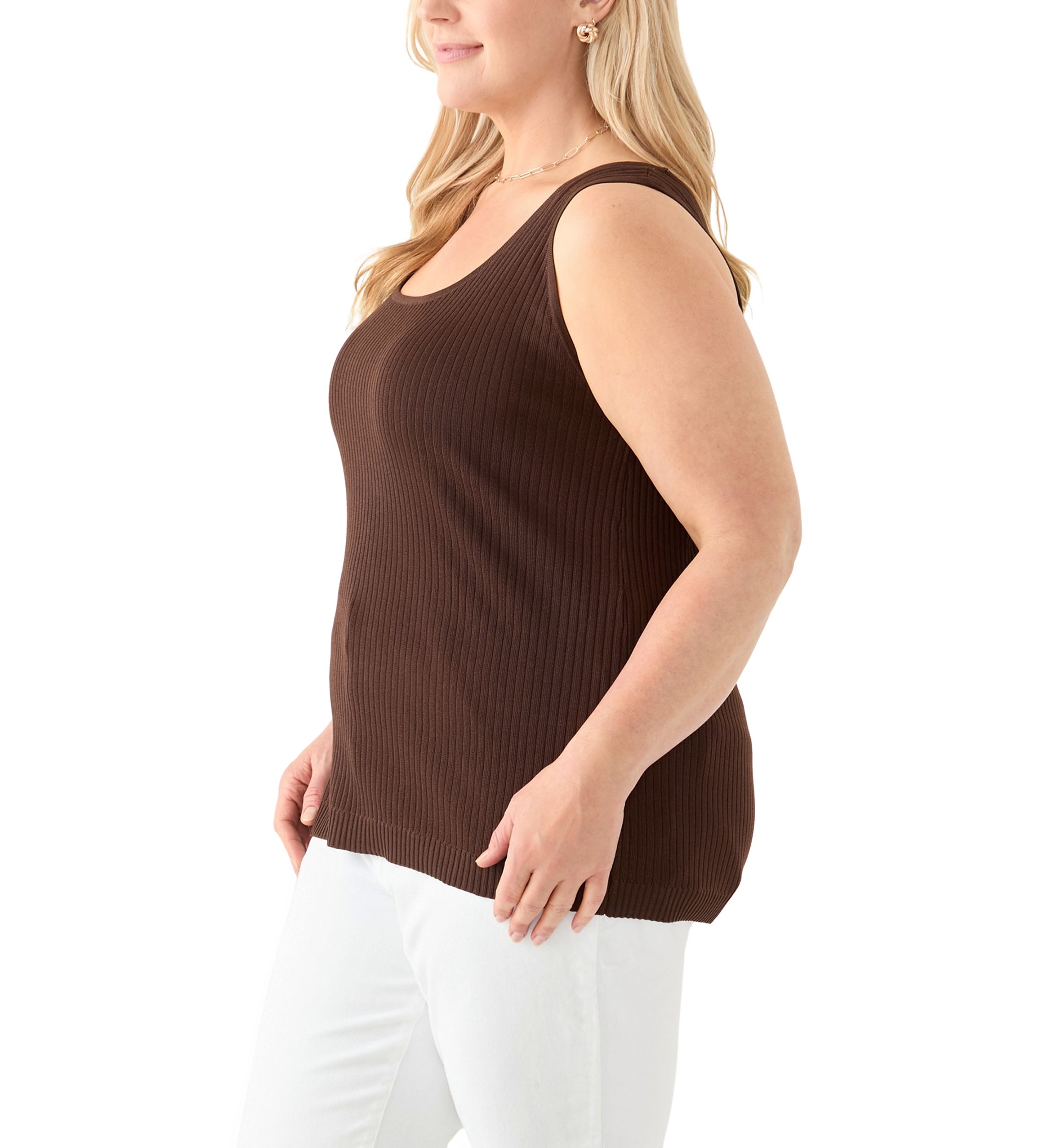 Plus Size Scoop Neck Flat Rib Tank Top