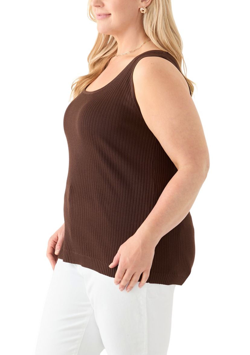 Plus Size Scoop Neck Flat Rib Tank Top