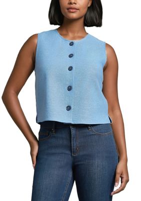JONES NEW YORK Women's Sleeveless Button Front Blouse
